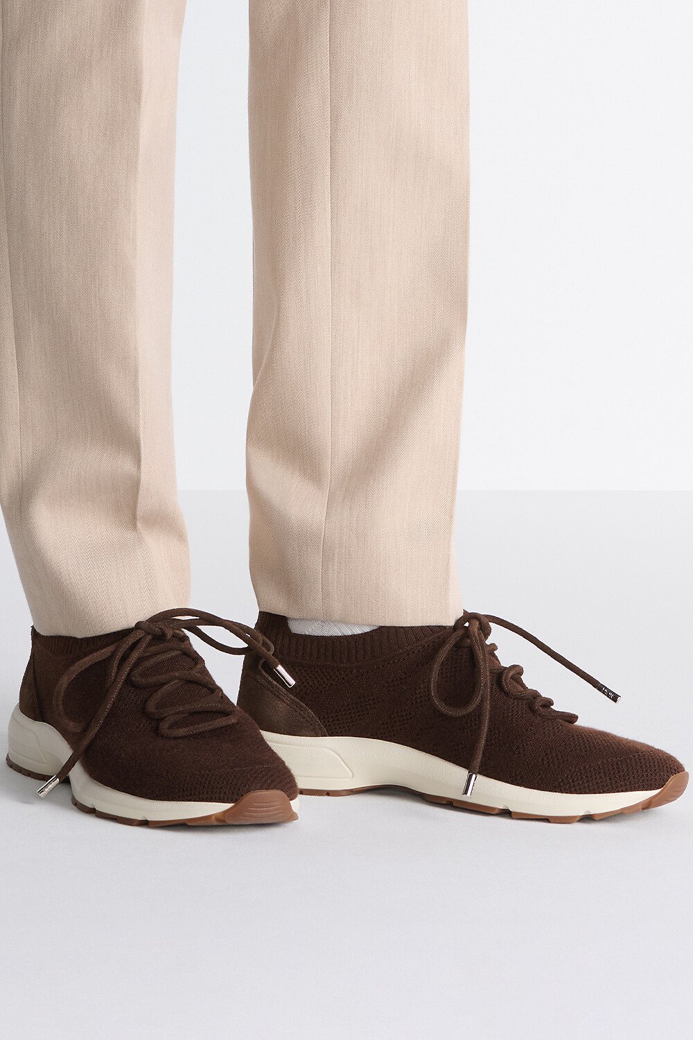 B80 Lounge Sneaker Brown Cannage Cashmere, Wool and Silk Knit with Brown Suede 