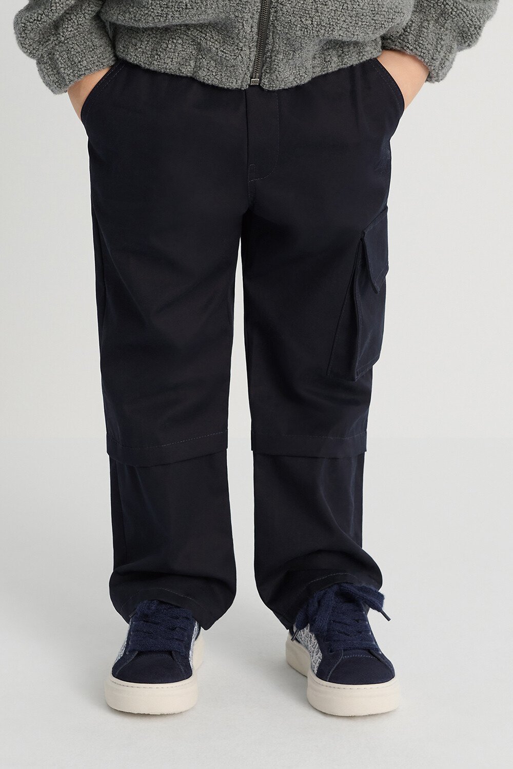 儿童工装裤 海军蓝色棉质华达呢 