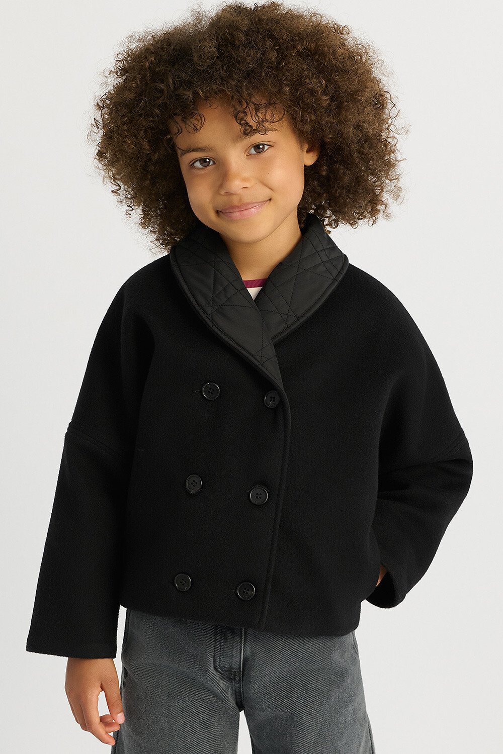 Cappotto per bambini Lana e tessuto tecnico Cannage neri 