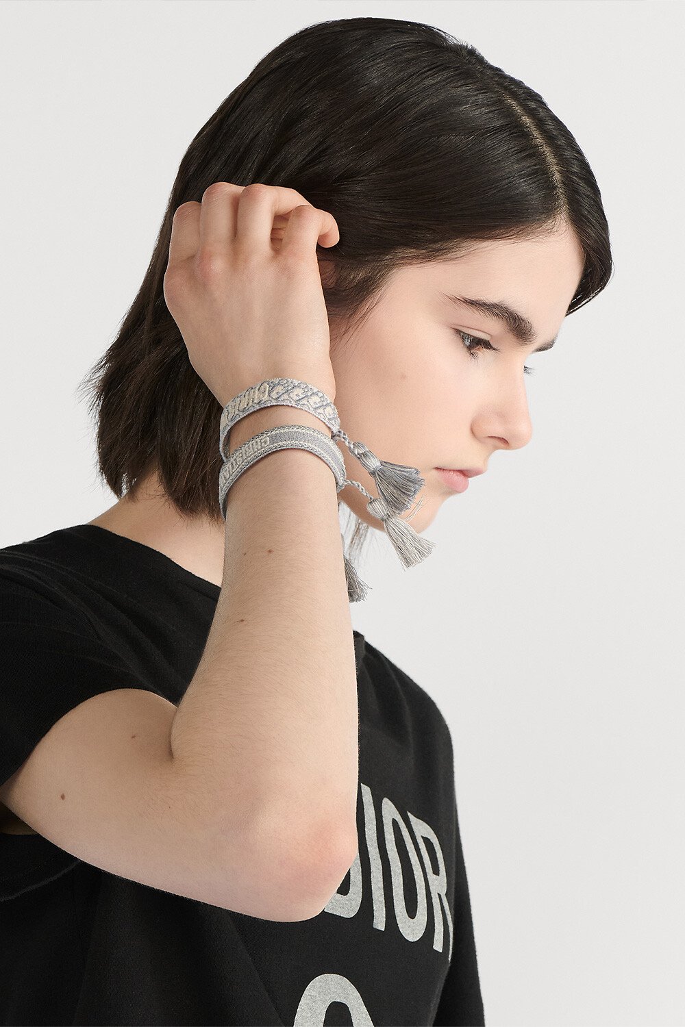 Set de bracelets Christian Dior Coton à motif Dior Oblique gris 
