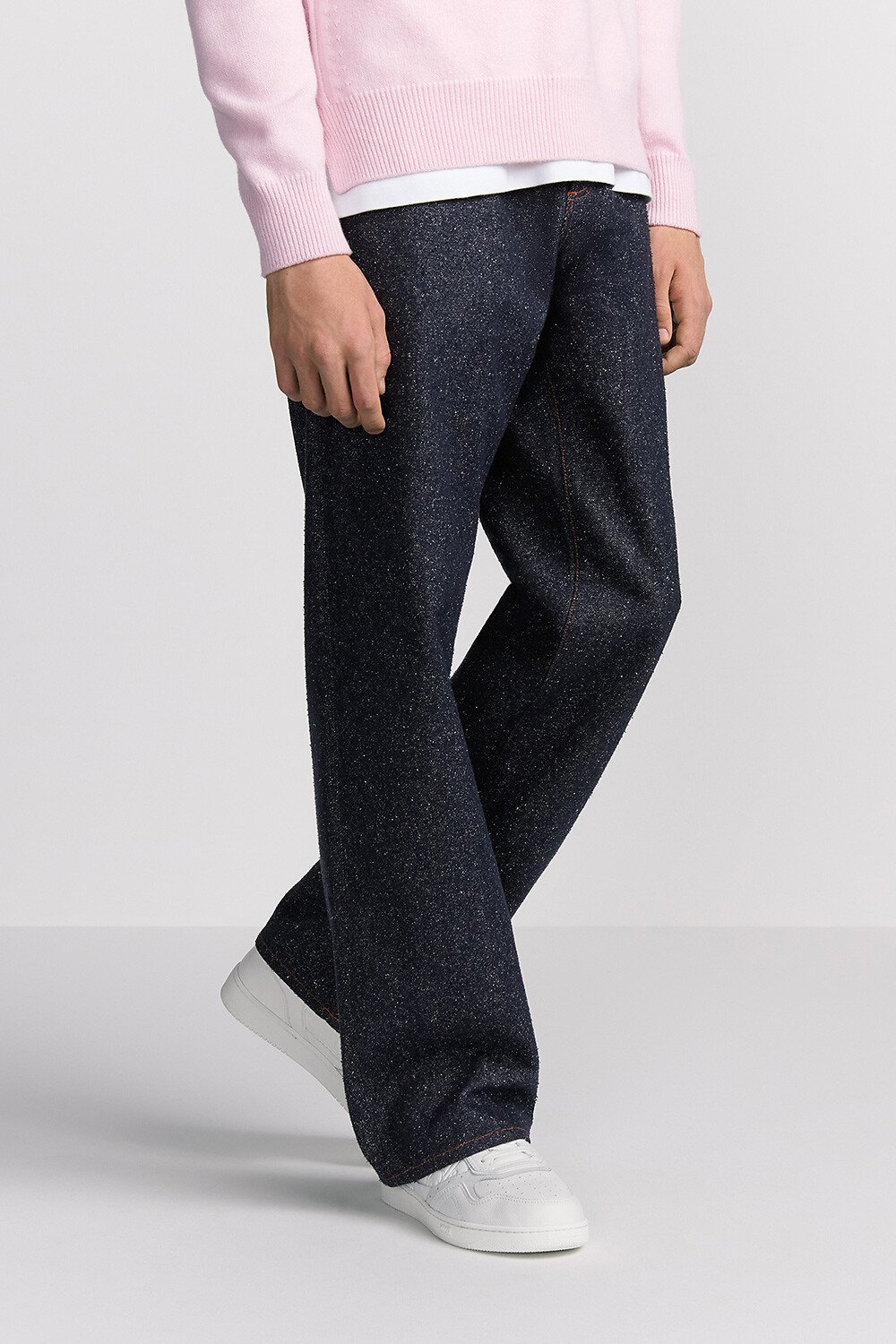 Dior Icons 经典长款牛仔裤 海军蓝色桑蚕丝斜纹面料 