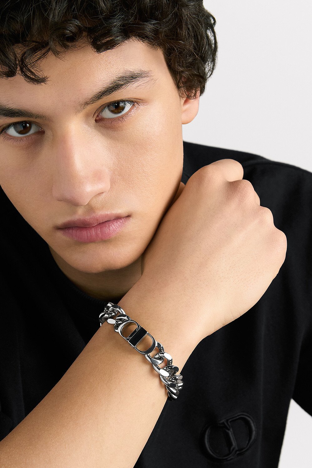 CD Icon Chain Link Bracelet Silver-Finish Brass 