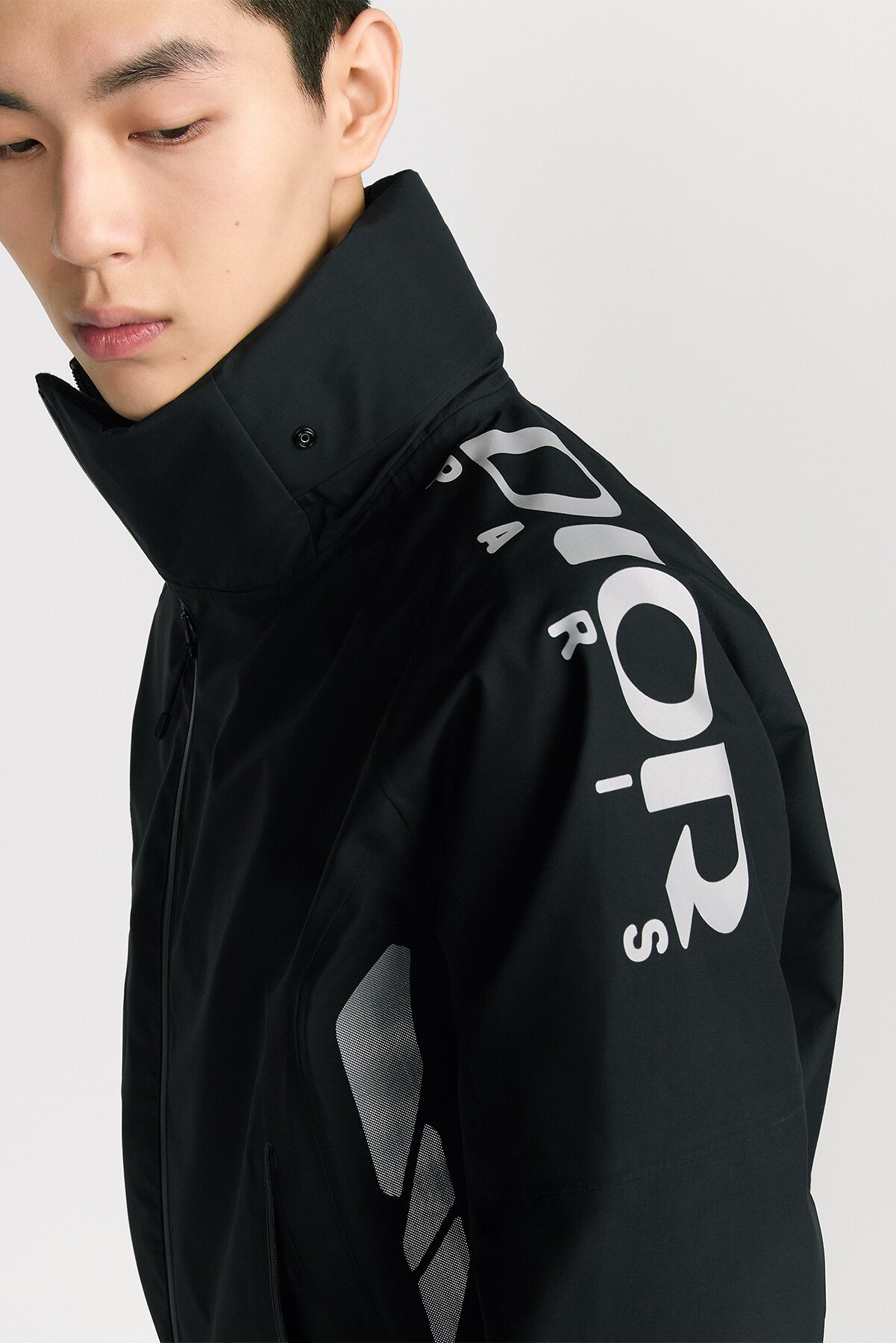 滑雪派克大衣 黑色科技面料 DIOR AND DESCENTE 图案 