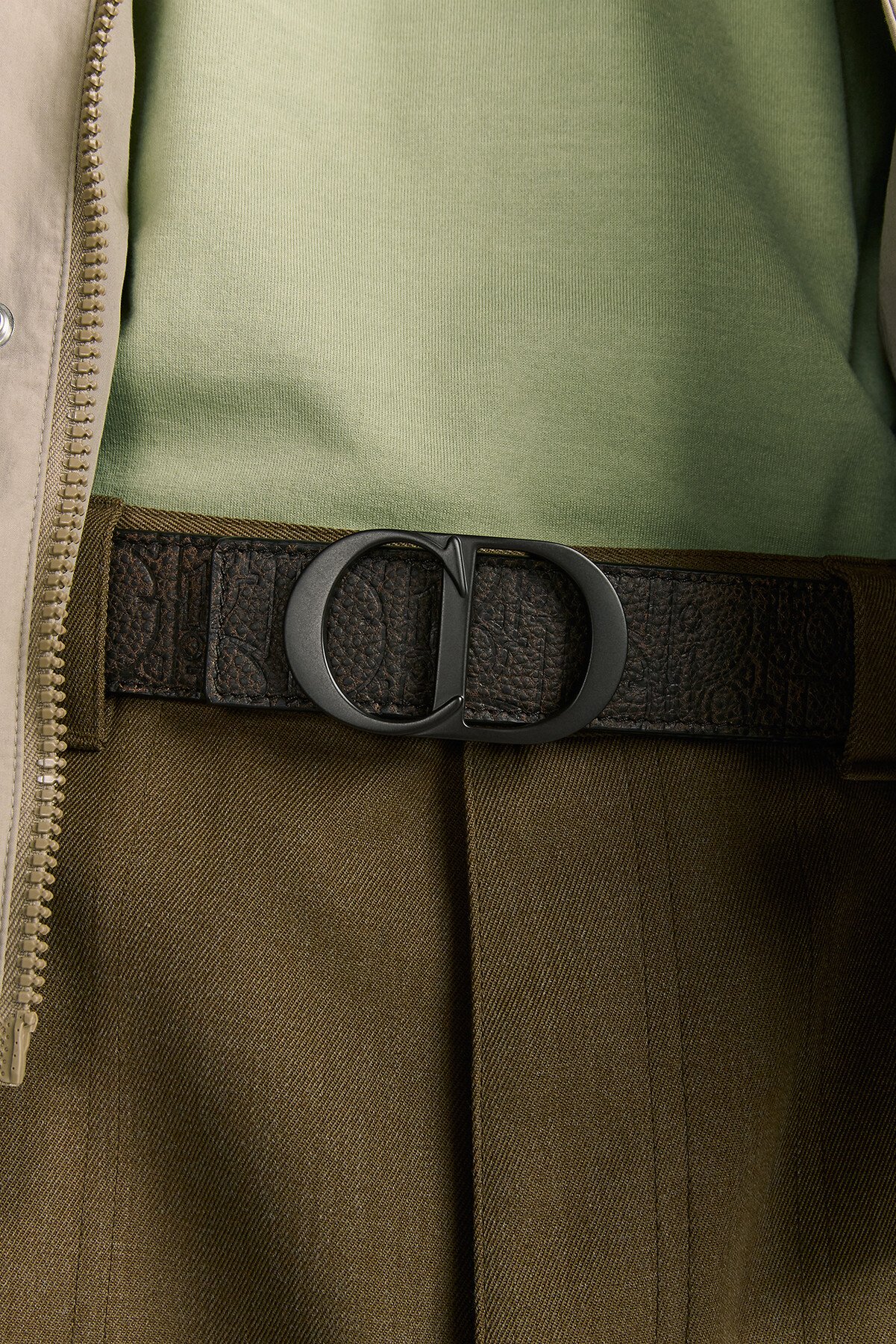 雙面腰帶 棕色 Dior Gravity Vintage 皮革和黑色顆粒小牛皮，35 毫米 