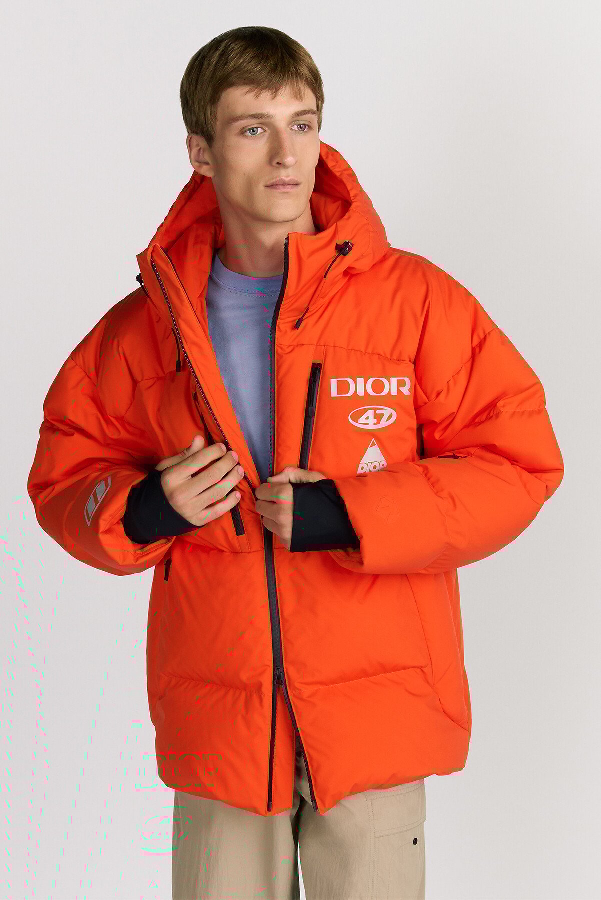连帽羽绒夹克 橙色科技面料 DIOR AND DESCENTE 图案 