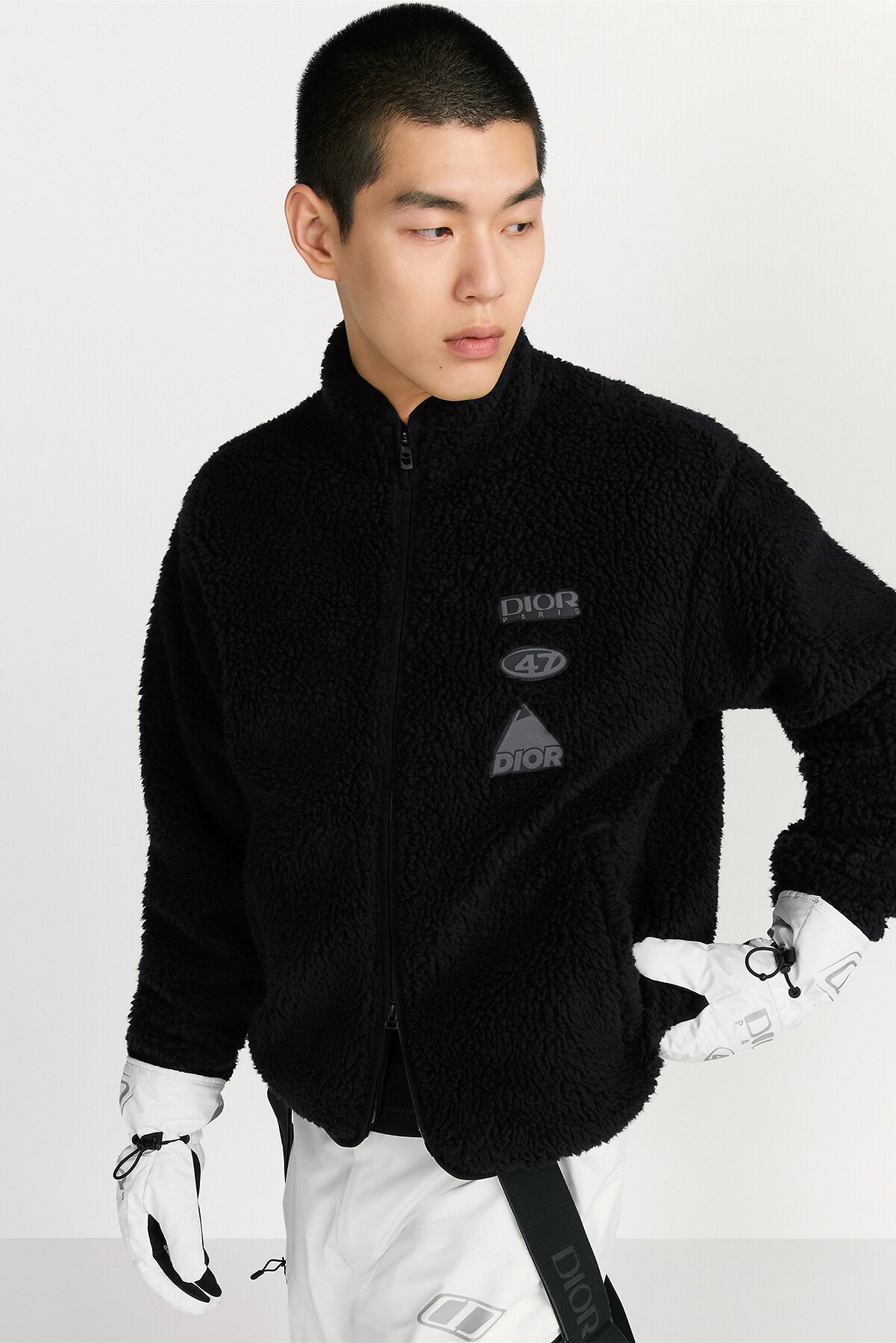 滑雪起绒衣 黑色起绒科技面料 DIOR AND DESCENTE 补丁 
