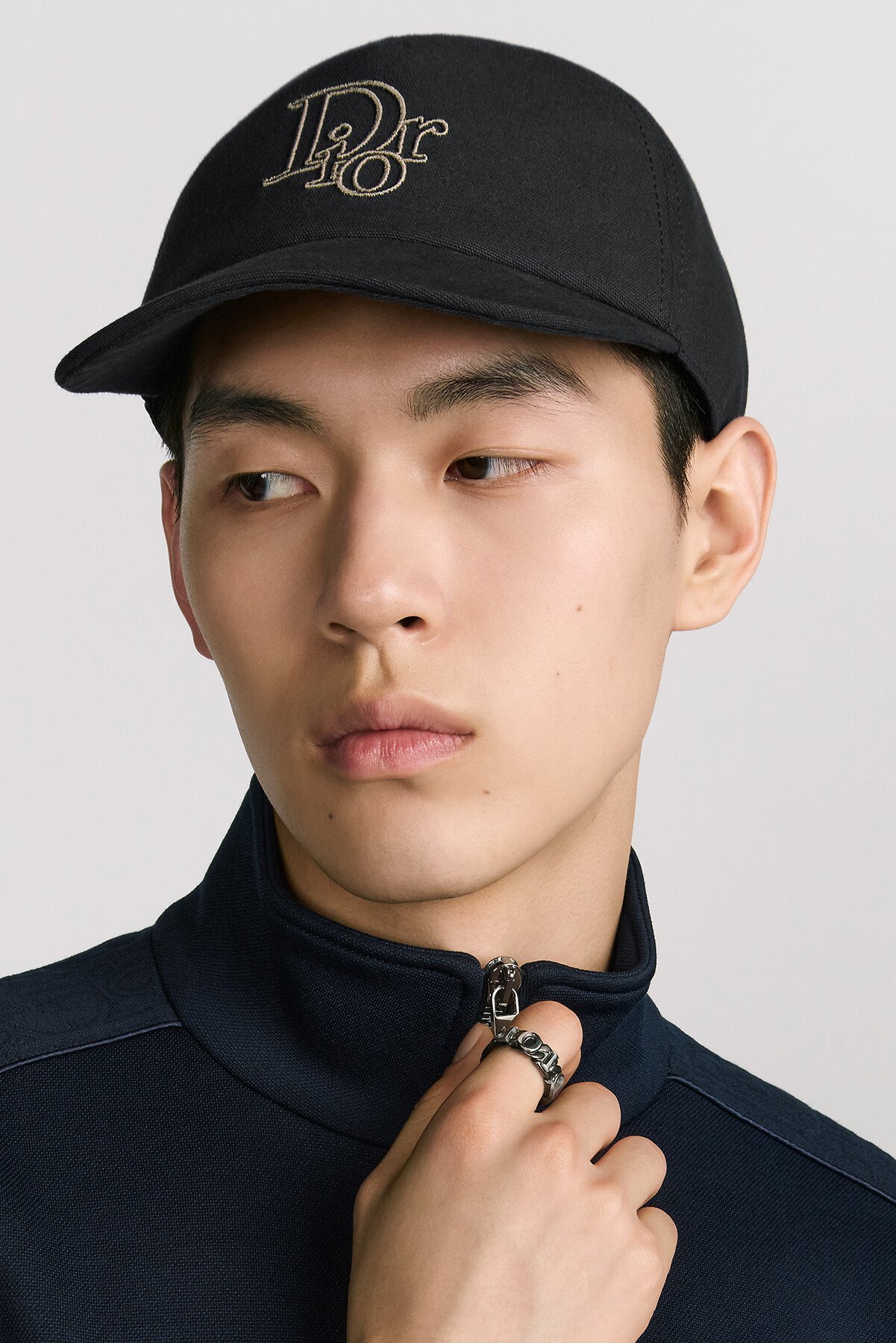 棒球帽 黑色棉质帆布中间 Dior Oblique 标志图案刺绣 