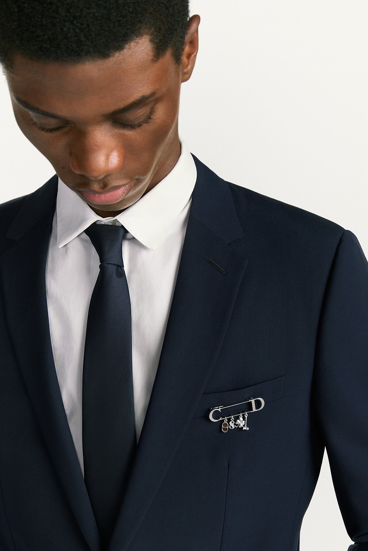 Knock on Wood Brooch Silver-Finish Brass, Santos Wood and White Crystals 