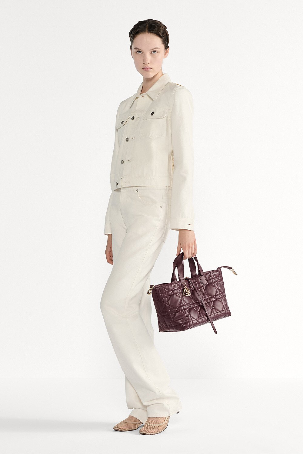 Medium Dior Toujours Bag Plum Macrocannage Calfskin 