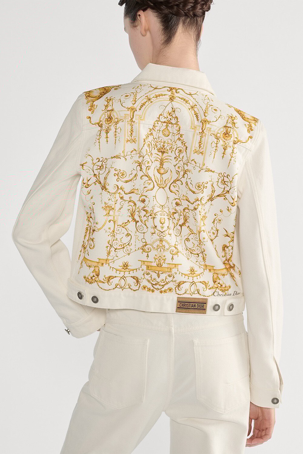 Veste Denim de coton écru à motif Dioresque Stella doré