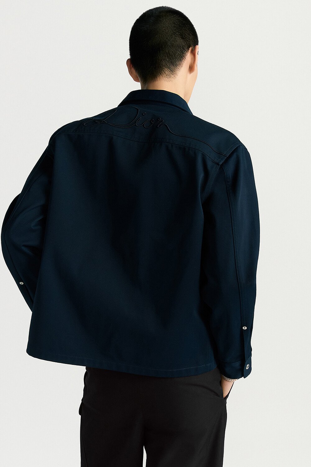 เสื้อโอเวอร์เชิ้ต Dior Ribbon ผ้าฝ้ายทวิลล์สีน้ำเงิน