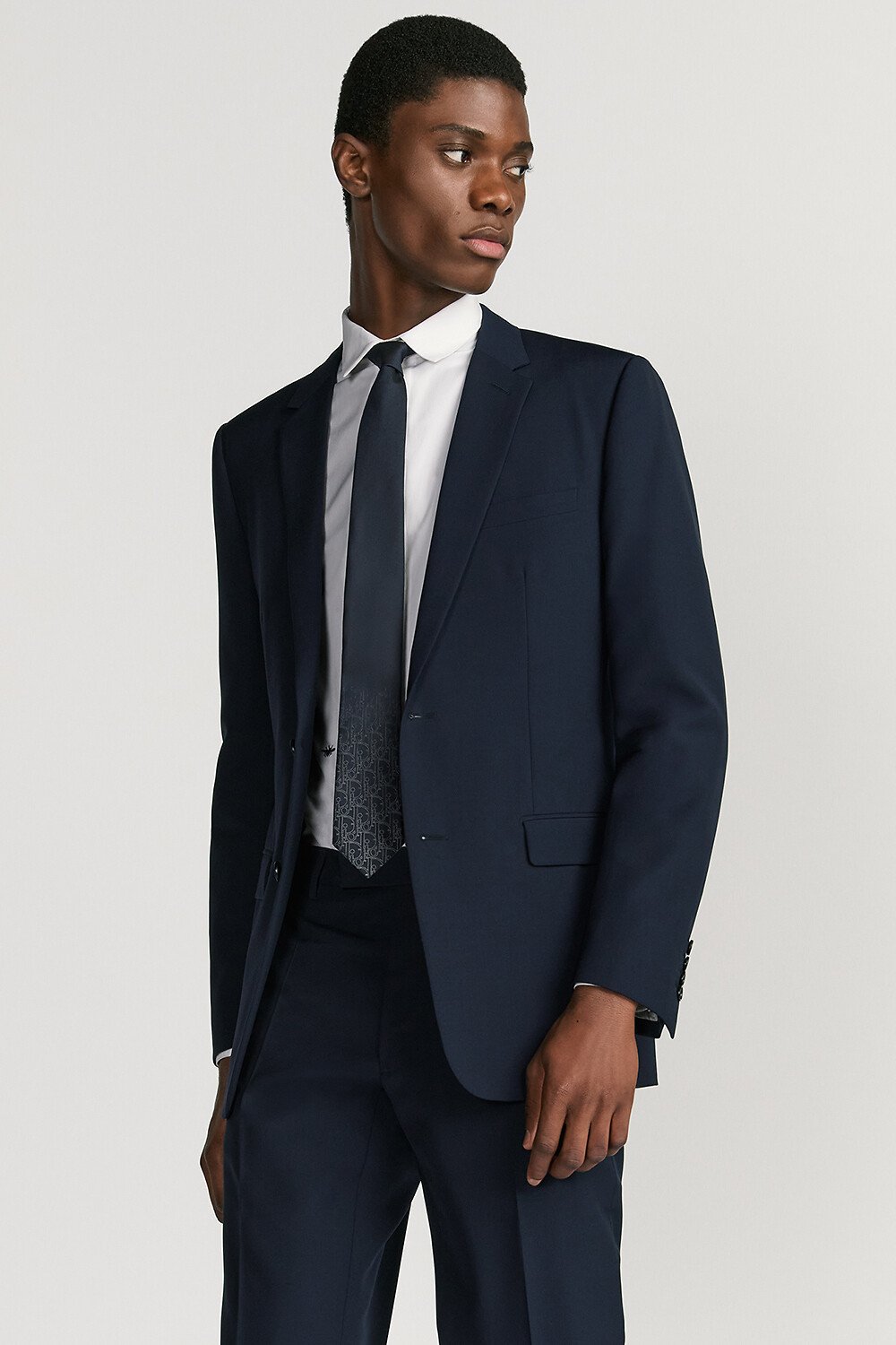 Cravate Dior Gravity dégradé Soie bleu marine et blanche