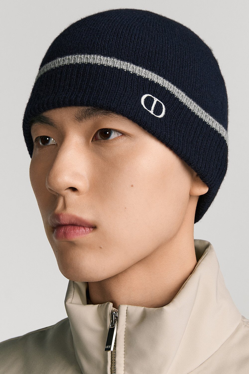 หมวกบีนนี่ CD Icon ผ้าวูลและผ้าแคชเมียร์ถักสีน้ำเงินเข้ม