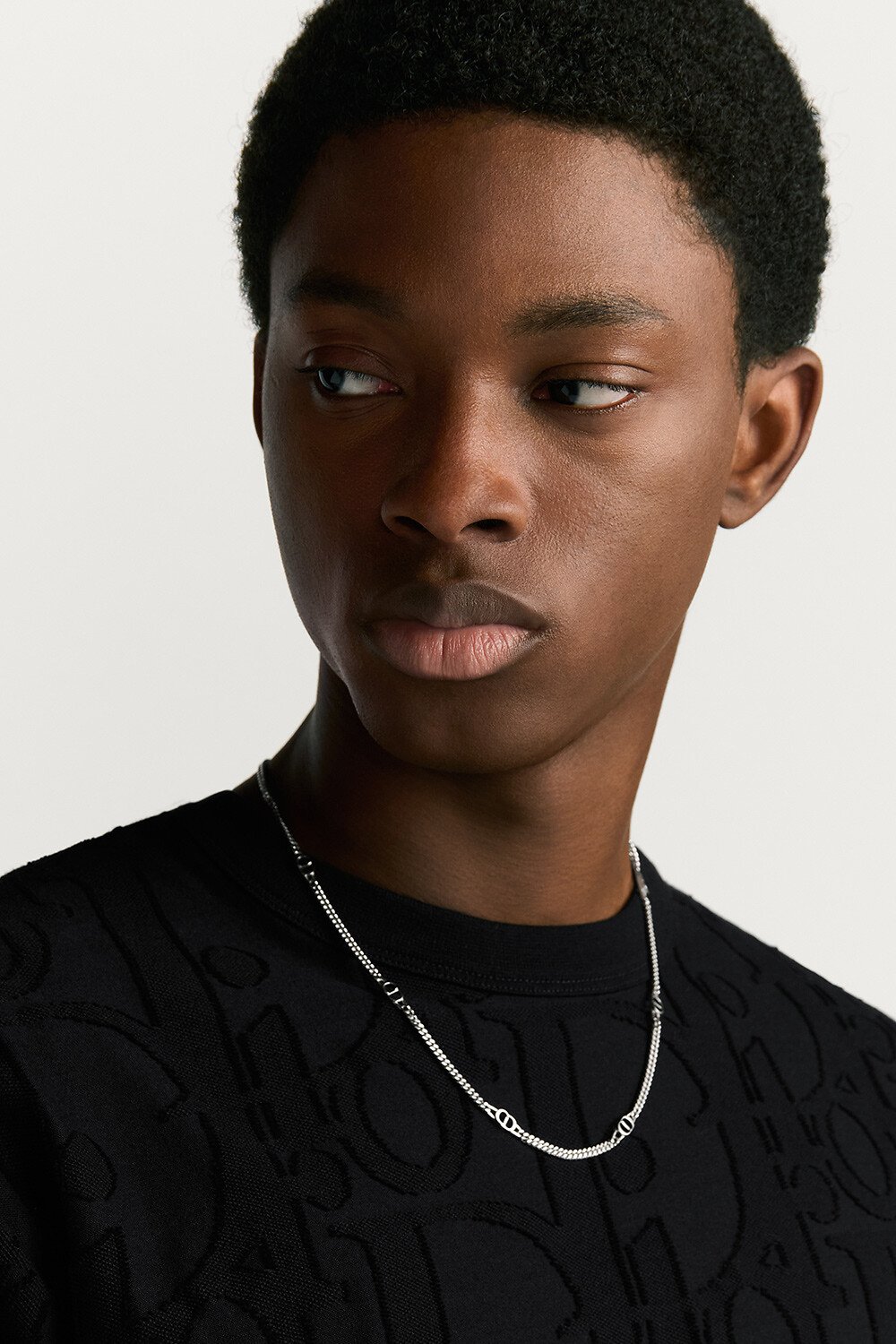 CD Icon Thin Chain Link Necklace Silver 