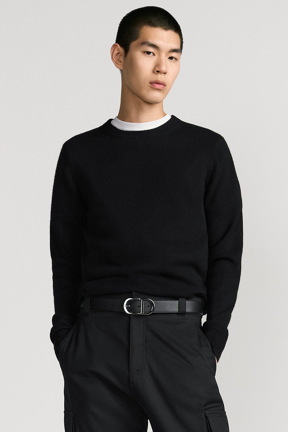 벨트 블랙 그레인 송아지 가죽 33mm 