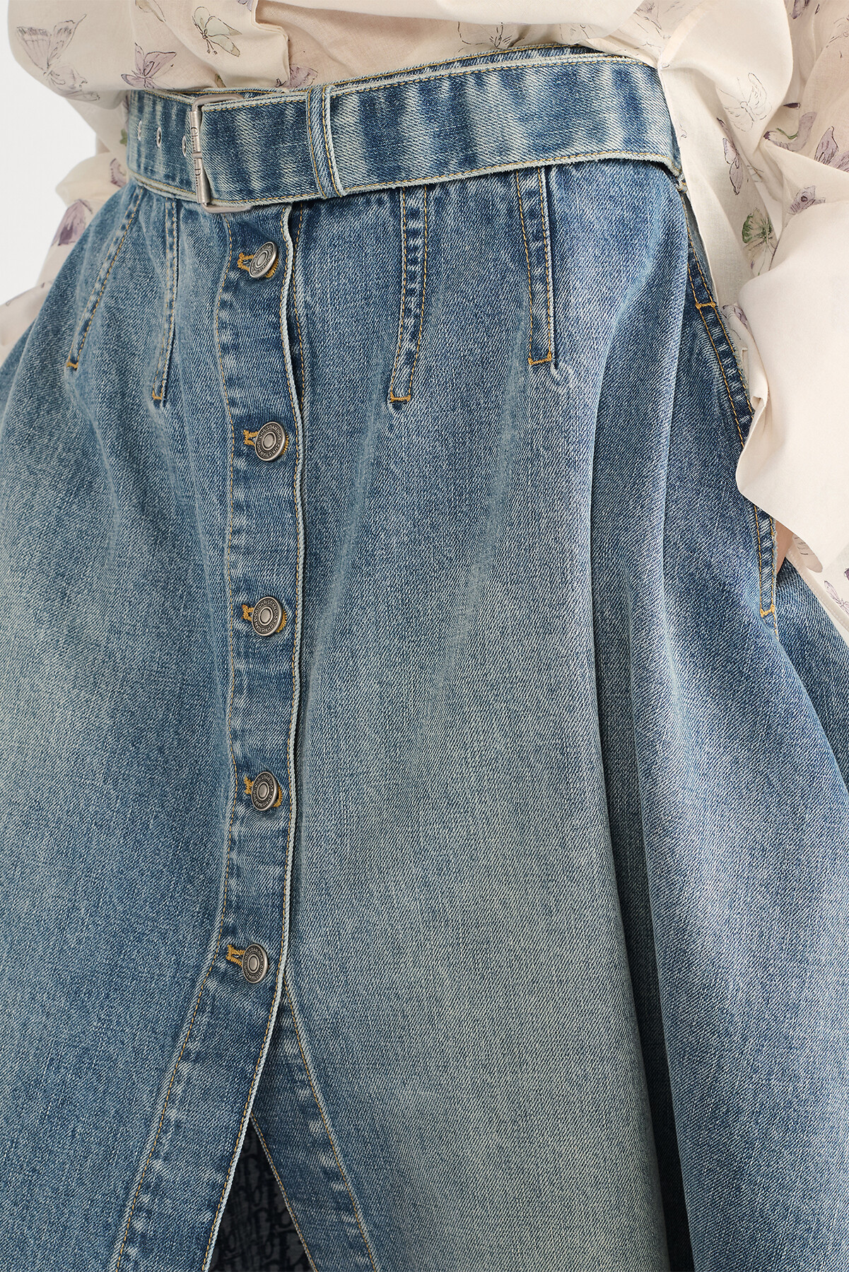 フレア ミディスカート ディオール オブリーク コットンデニム 