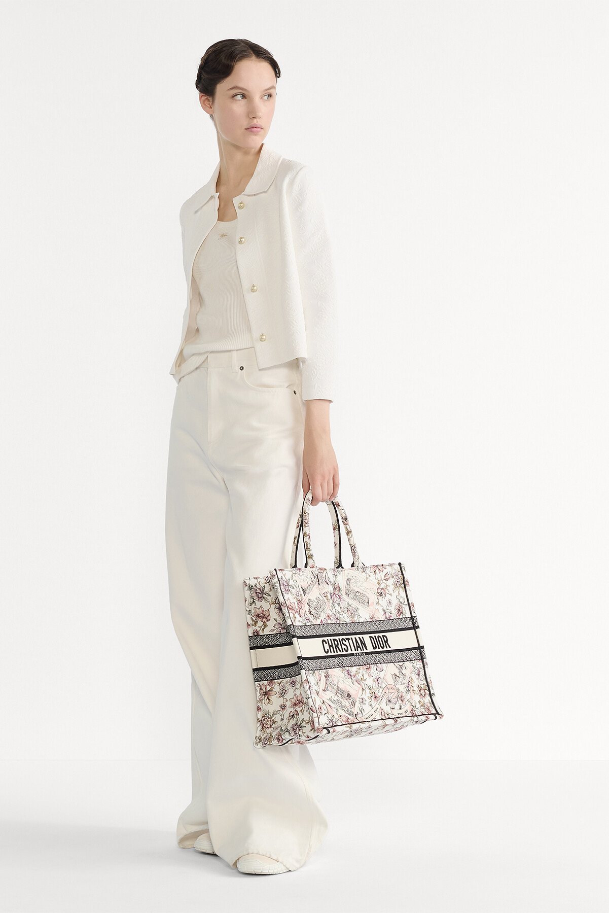 大号 Book Tote 手袋 粉色 Souvenir de Rome 图案刺绣（42 x 35 x 18.5 厘米） 