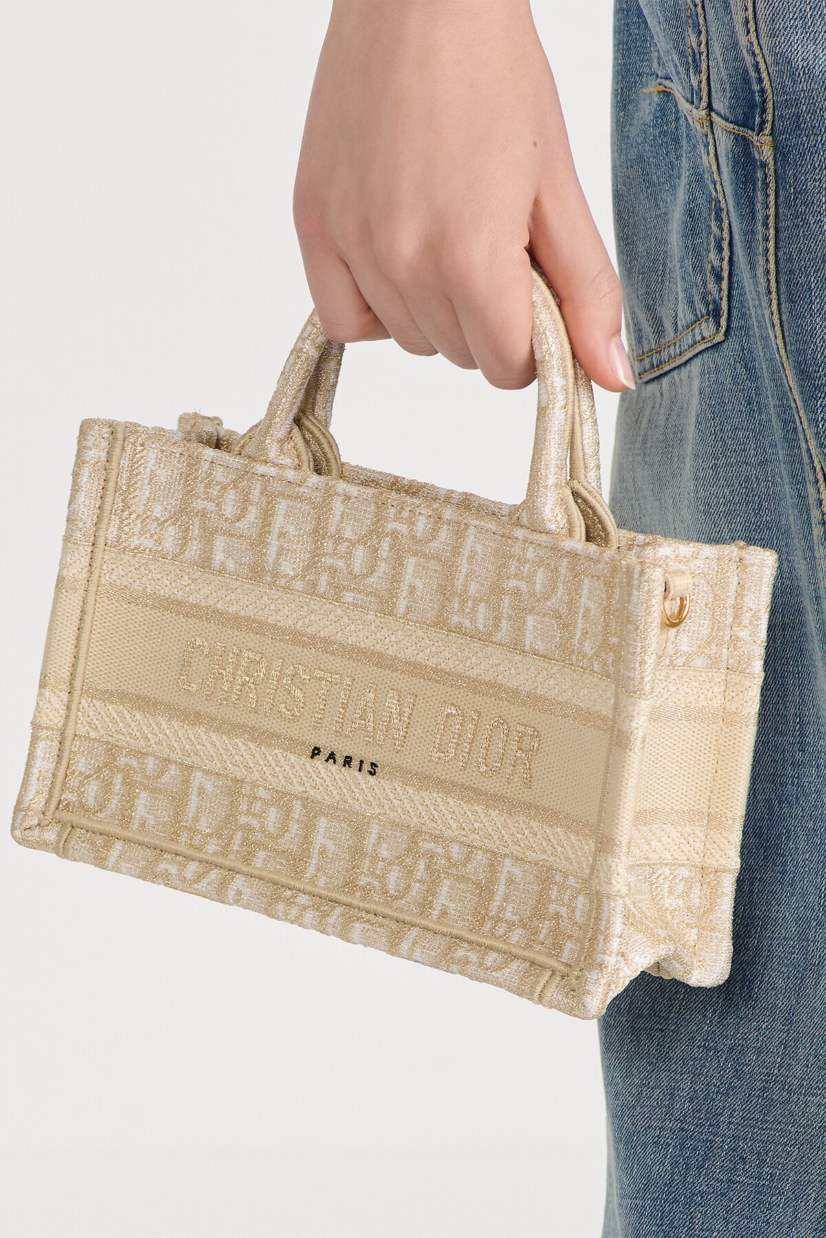 迷你 Book Tote 手袋 金色调 Oblique 印花（21.5 x 13 x 7.5 厘米） 