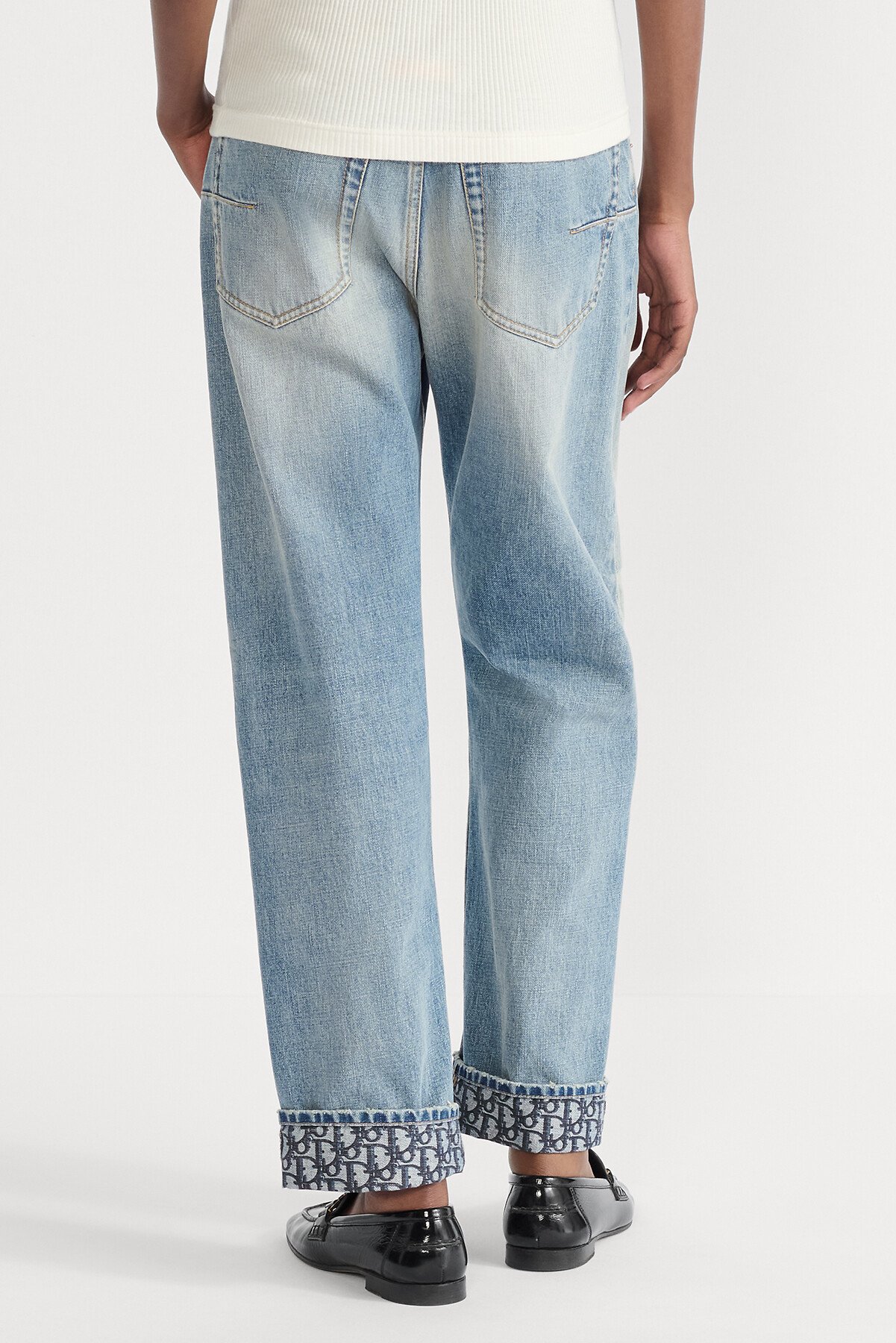Regular-Fit Jeans Blue Stonewashed Cotton Denim with Dior Oblique Interior 