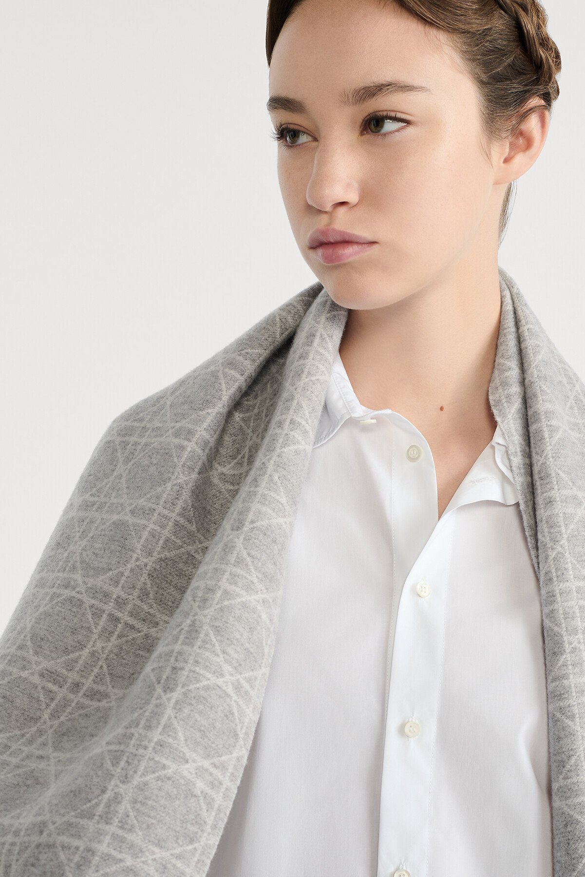 Dior Cannage 围巾 灰色山羊绒面料 