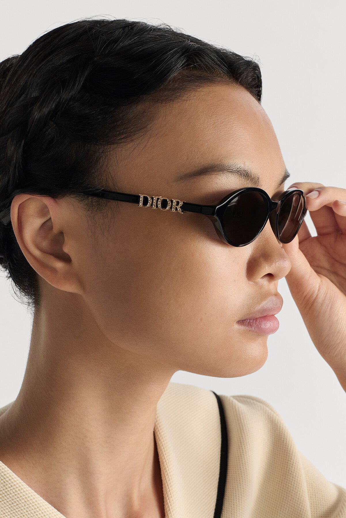 DiorTreasure R1F 太阳眼镜 黑色椭圆形镜框 