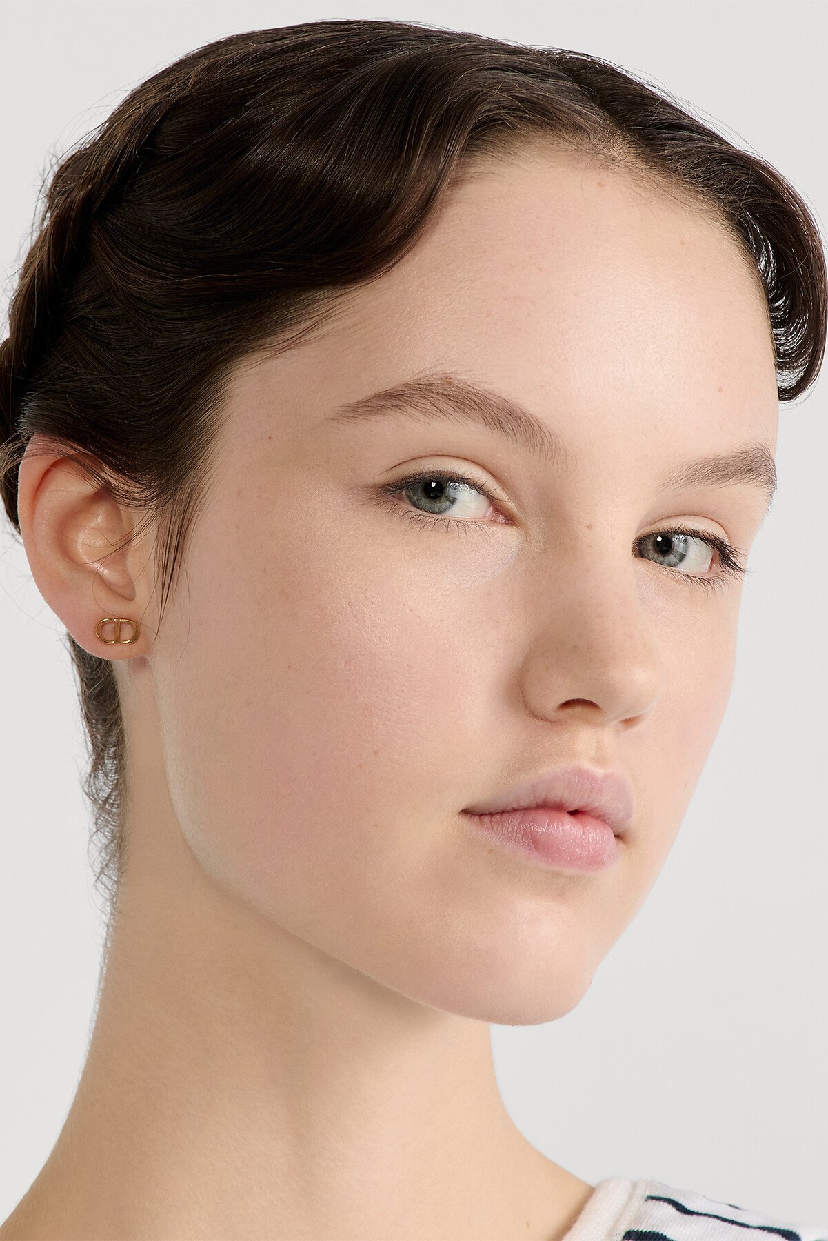 Set of Petit CD Lucky Lace Stud Earrings Gold-Finish Metal and White Resin Pearls 