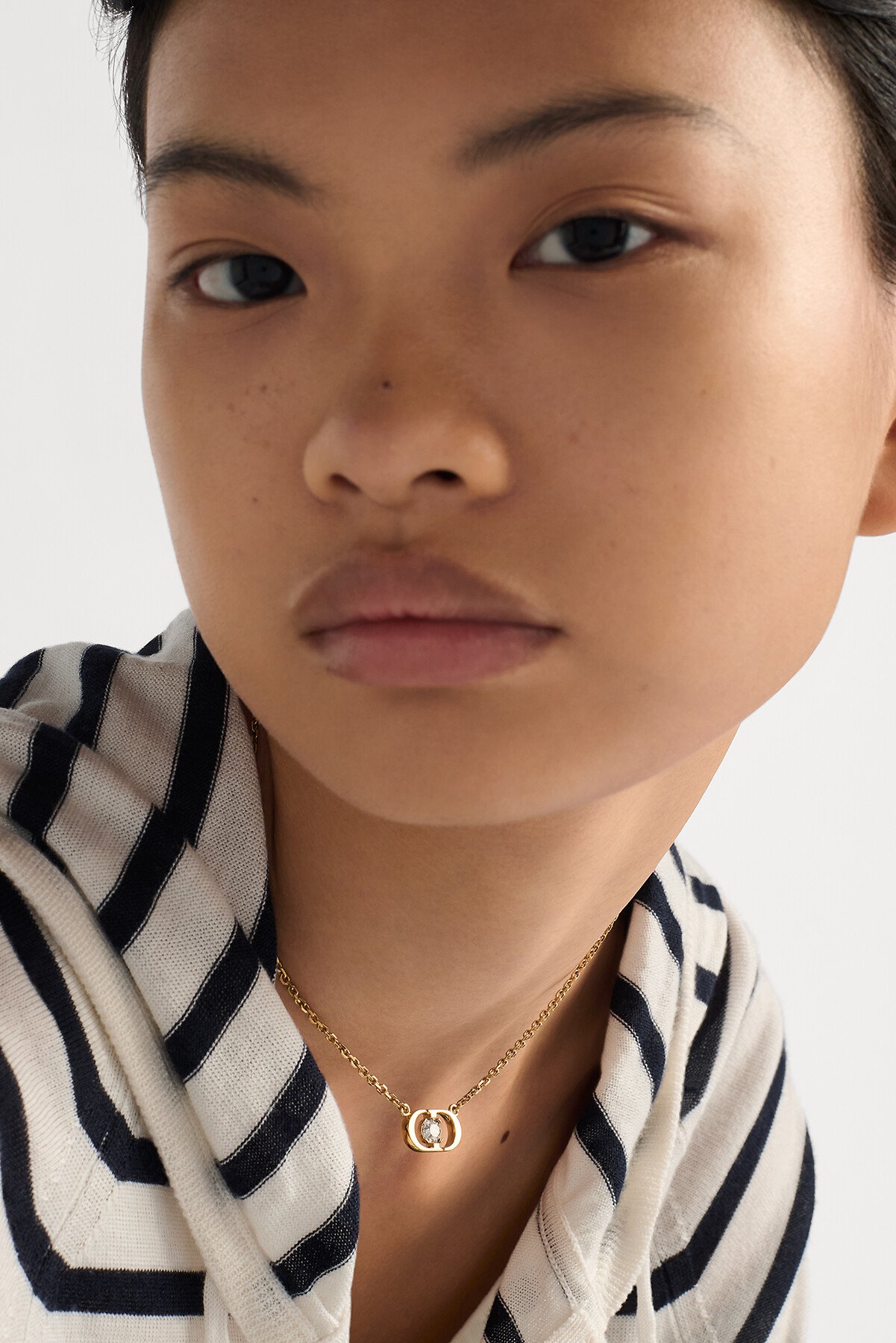 Petit CD Jolie Necklace Gold-Finish Metal and Silver-Tone Crystal 