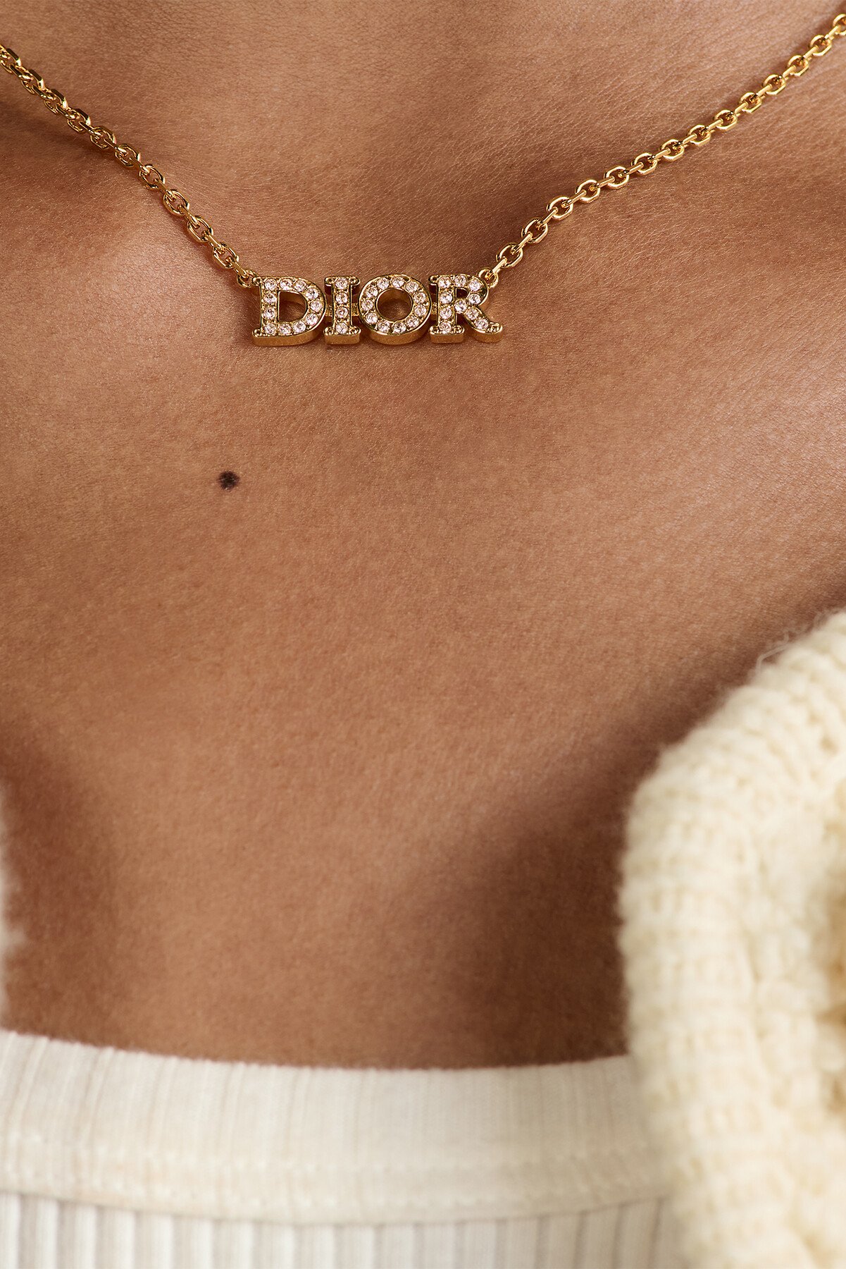 Dio(r)evolution Necklace Gold-Finish Metal and Silver-Tone Crystals 