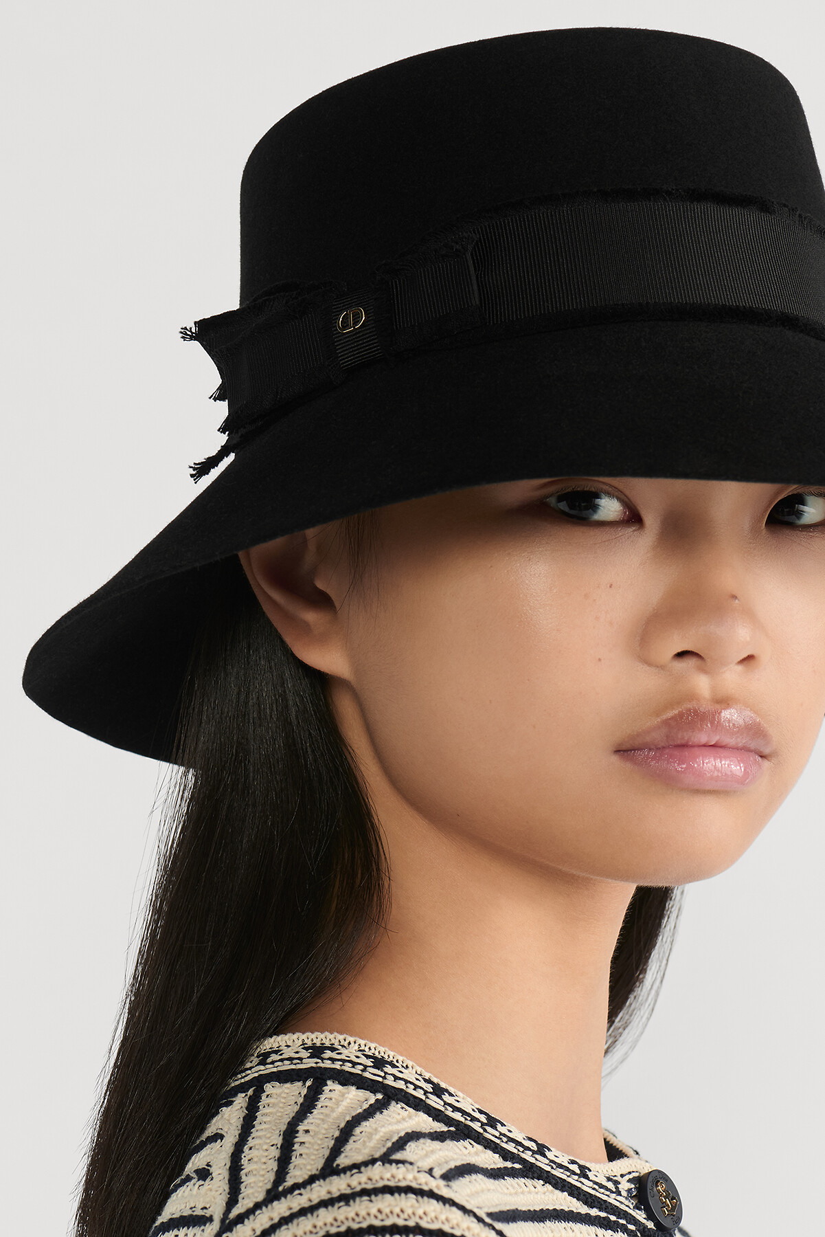 Adiorable Teddy-D Large Brim Bucket Hat Black Rabbit Felt 