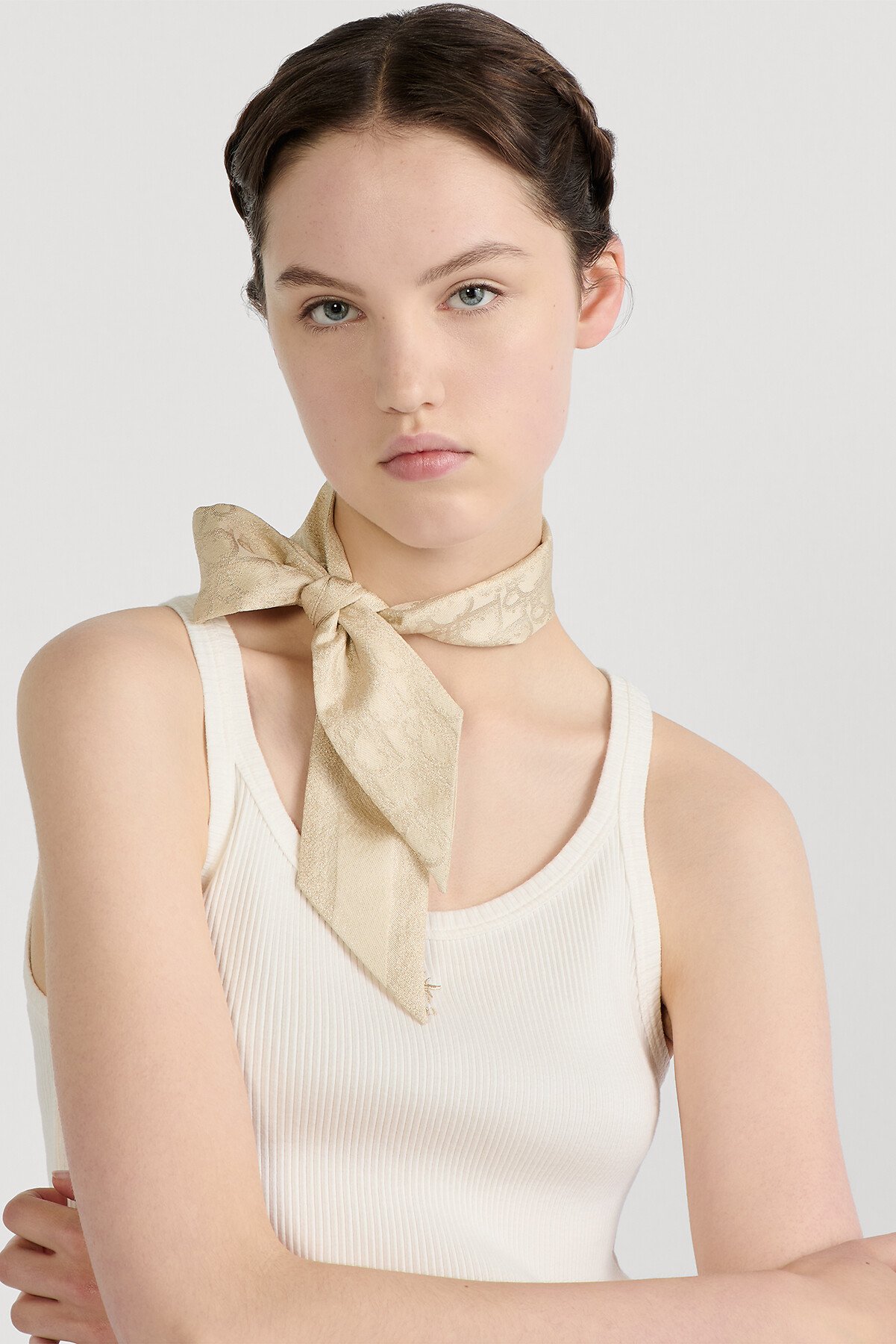 Mitzah Dior Oblique Twill de soie et fils métallisés dorés 