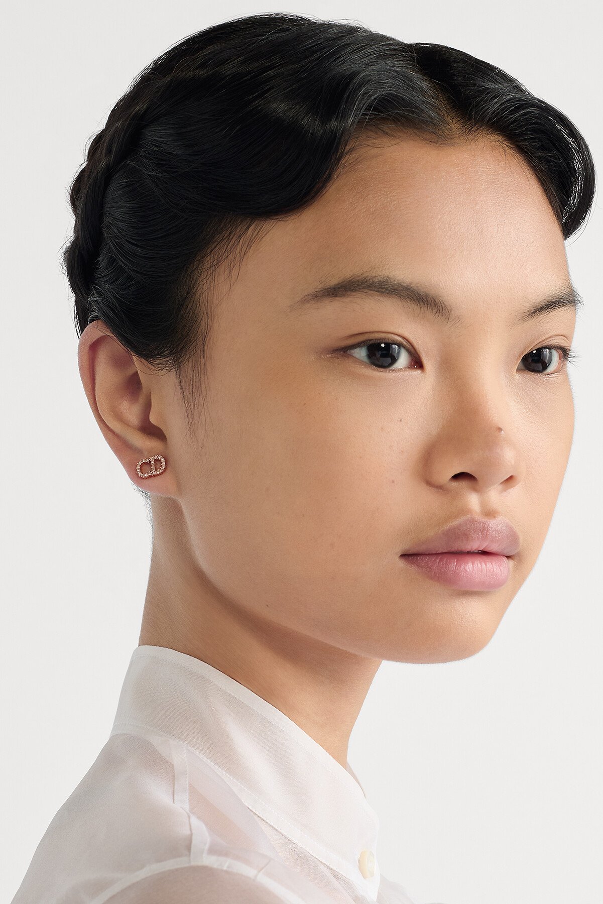 Clair D Lune Stud Earrings Pink-Finish Metal and Pink Crystals 