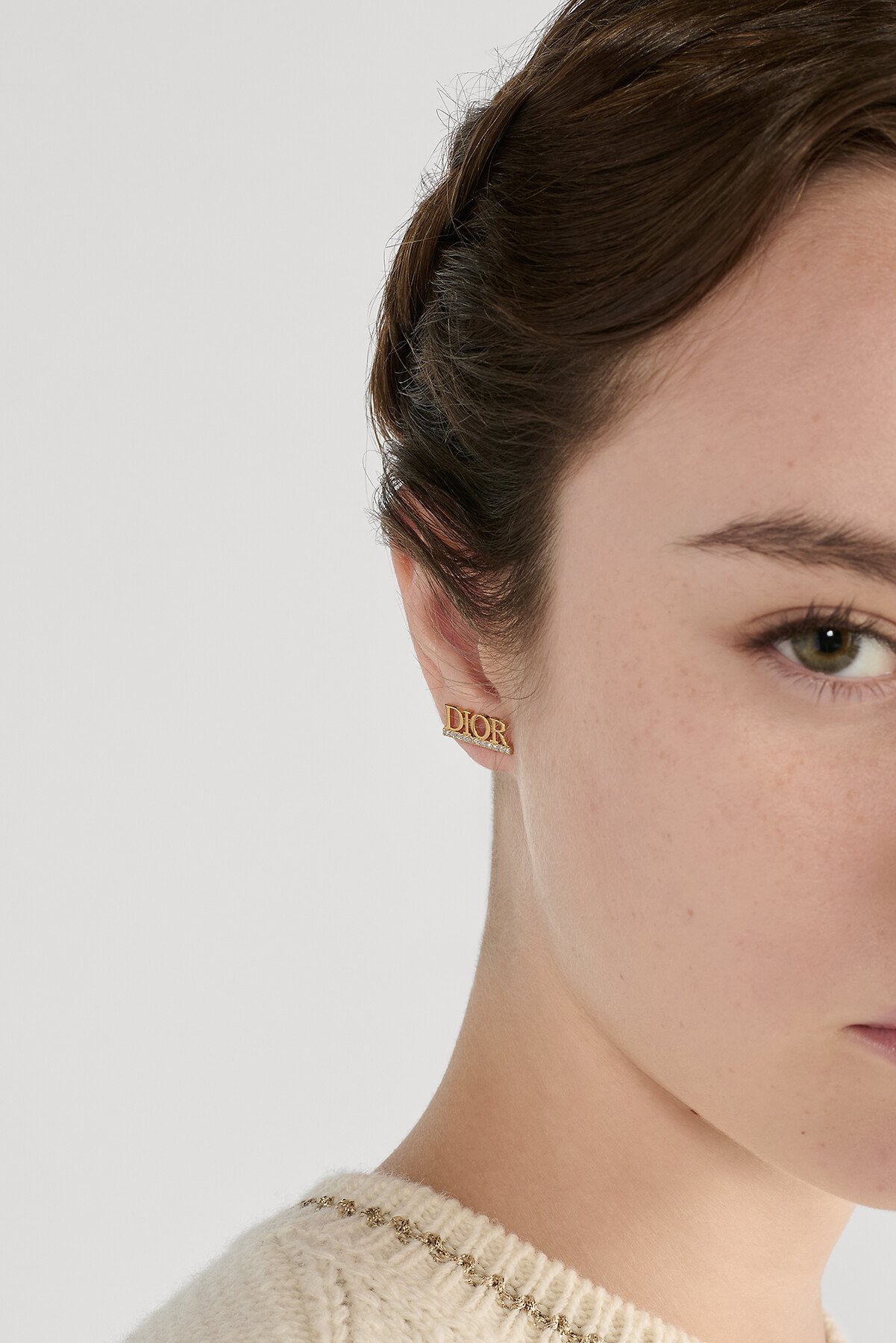 Dio(r)evolution Stud Earrings Gold-Finish Metal and Silver-Tone Crystals 