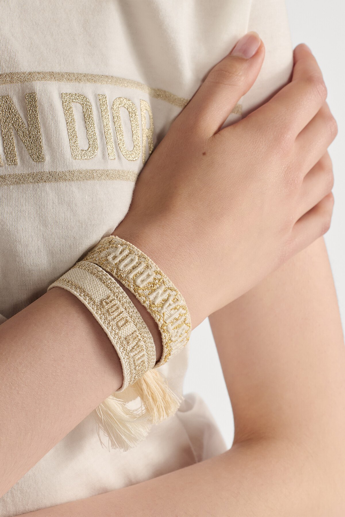 Christian Dior Armbandset Dior Oblique Baumwolle in Goldfarbe