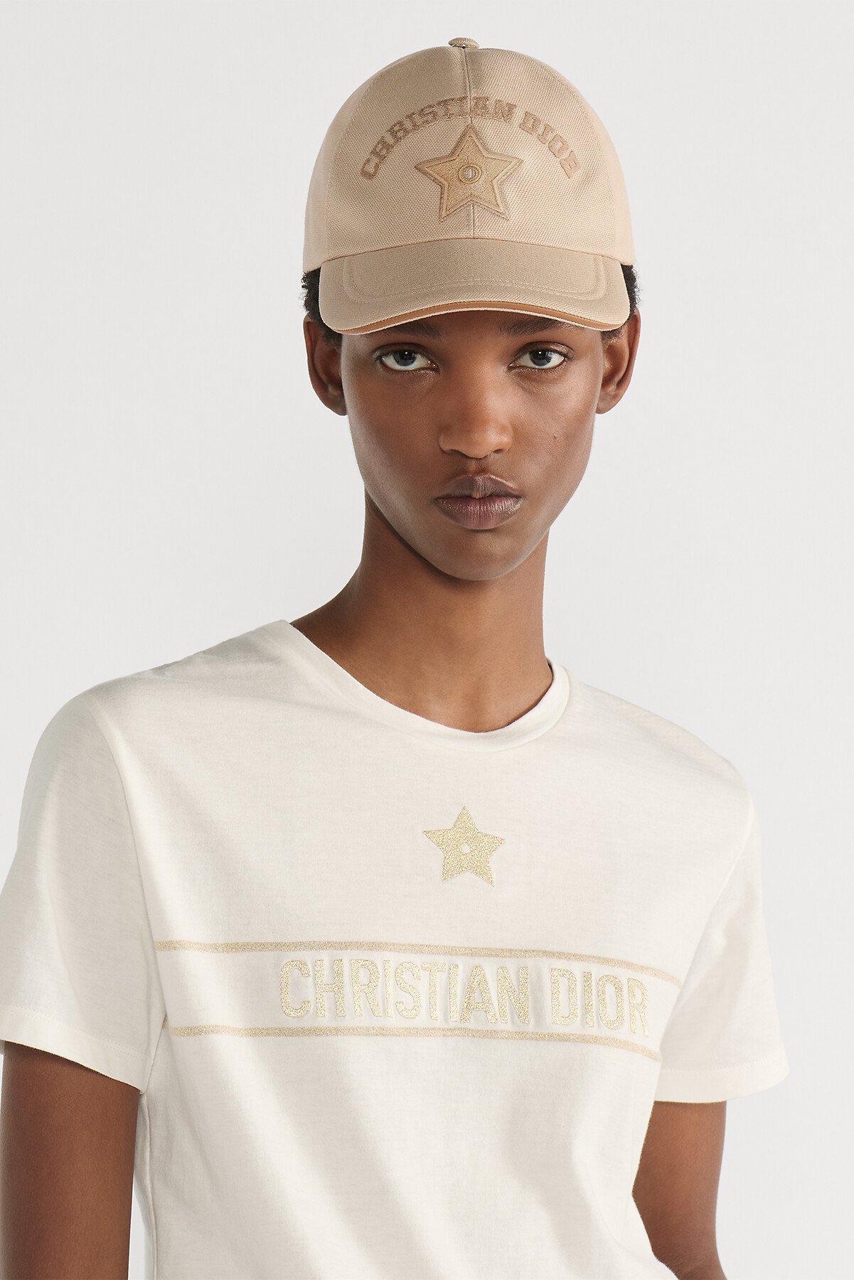 D-Player 棒球帽 米色棉 