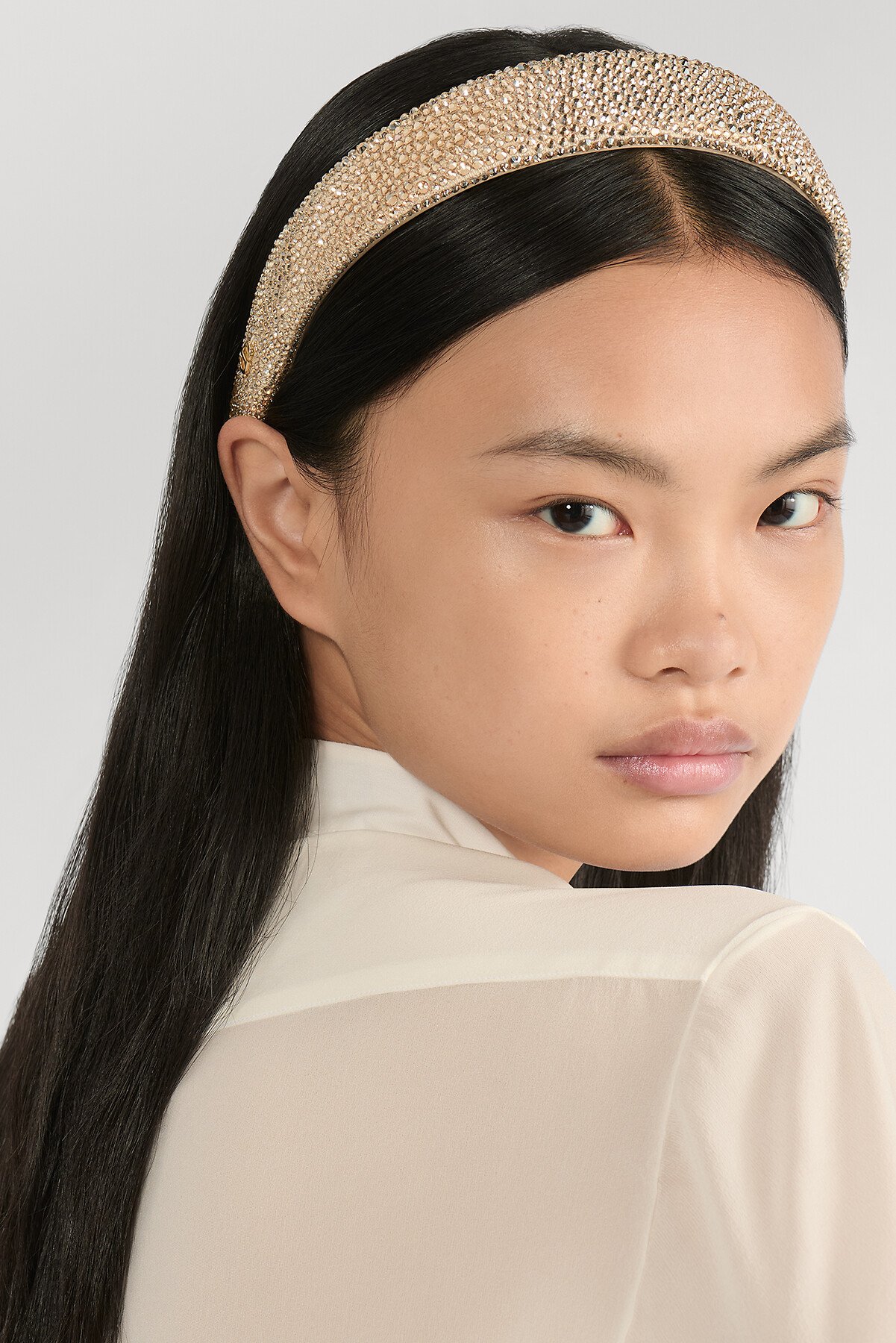 Dior Band 宽发带 金色调棉质混纺面料和仿水晶装饰 