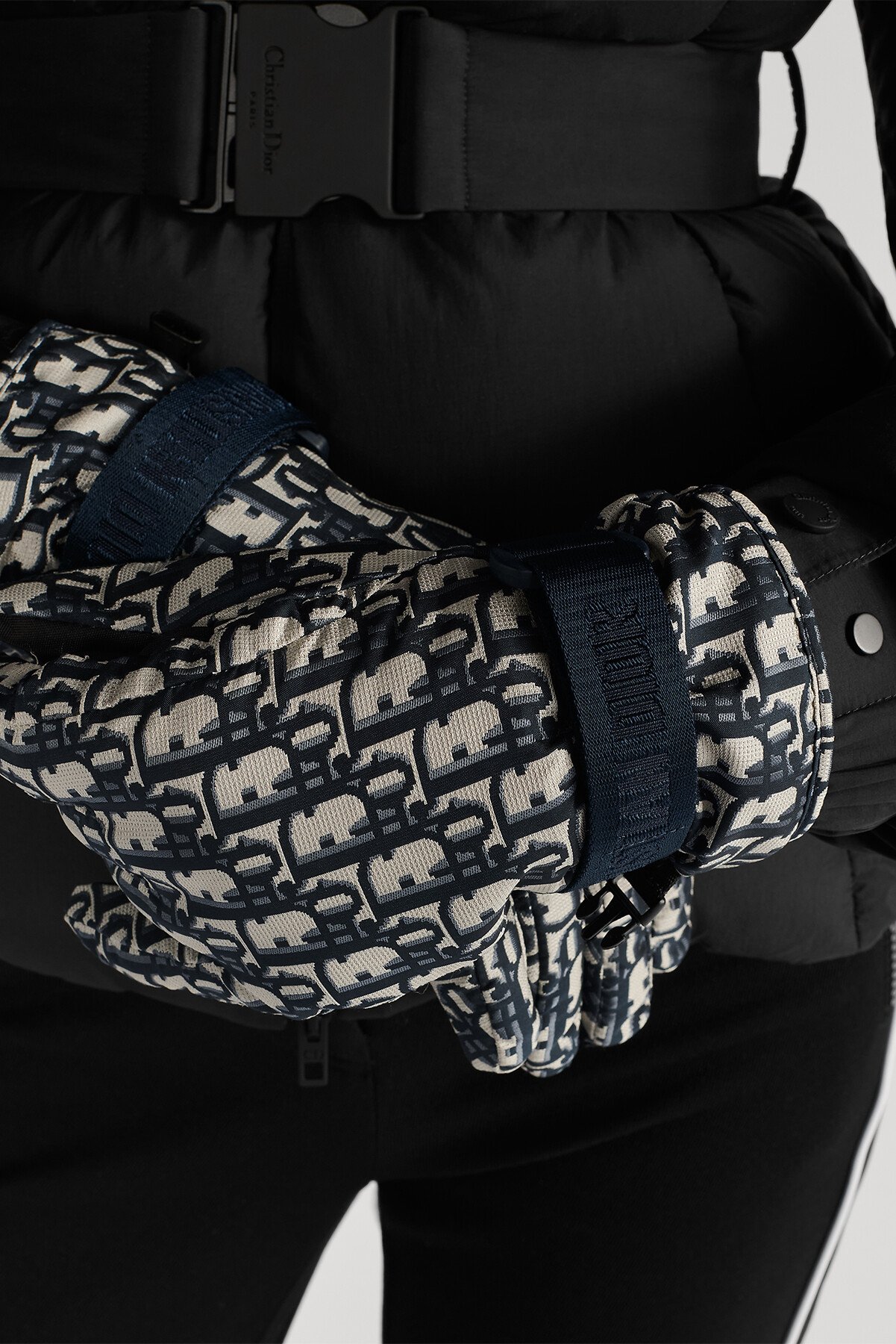 DiorAlps Dior Oblique Ski Gloves Beige and Navy Blue Technical Fabric 