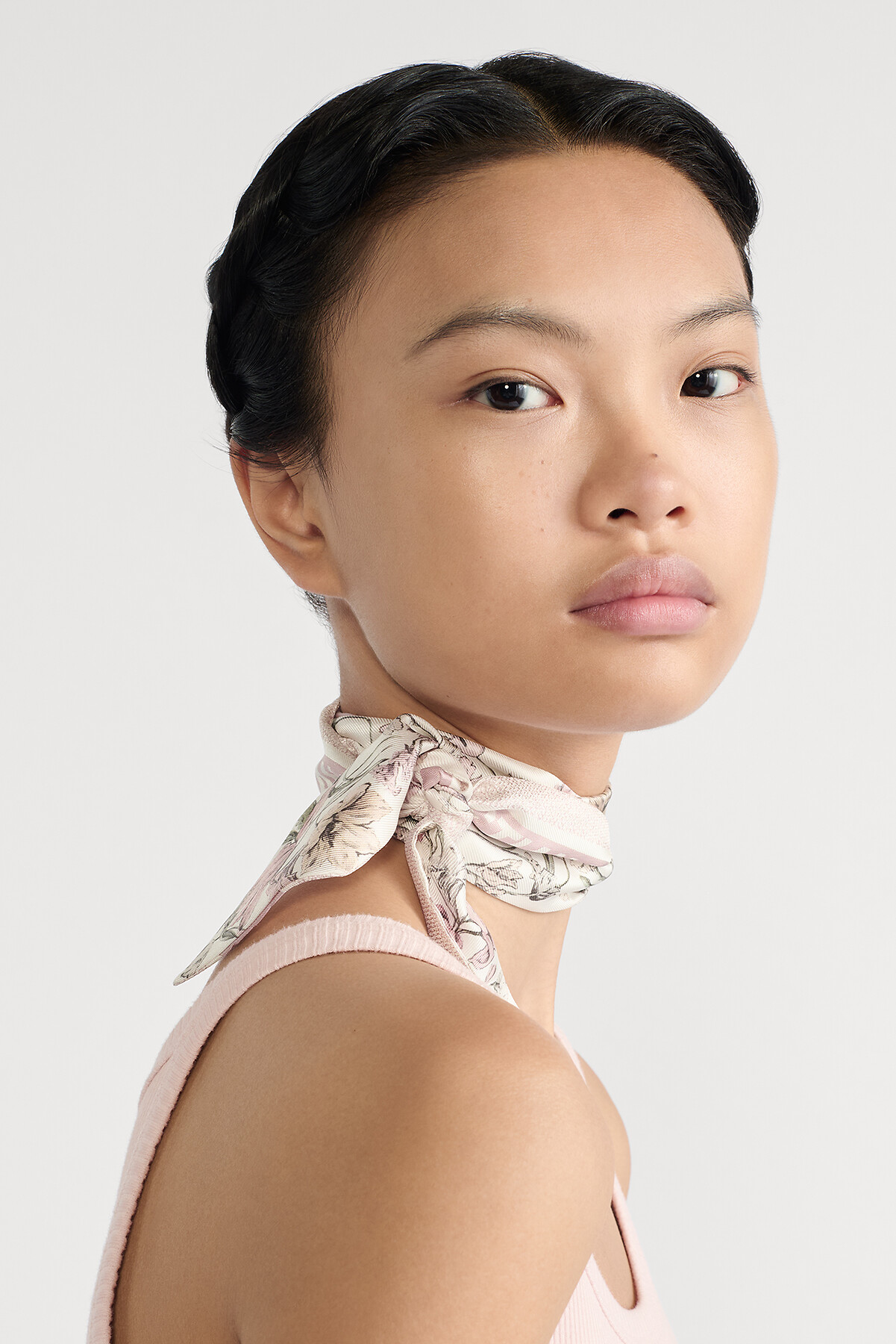 Millefiori Mitzah Scarf White and Pink Silk Twill 