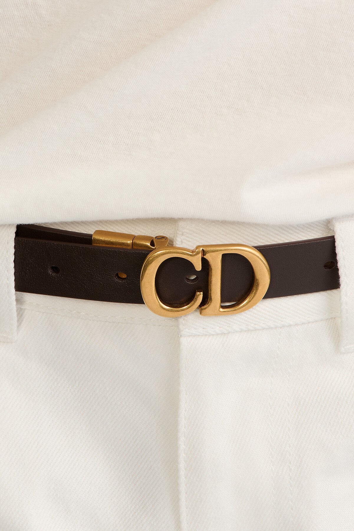 Saddle 리버서블 벨트 초콜릿 브라운 & 라이트 베이지 스무스 송아지 가죽 20mm 