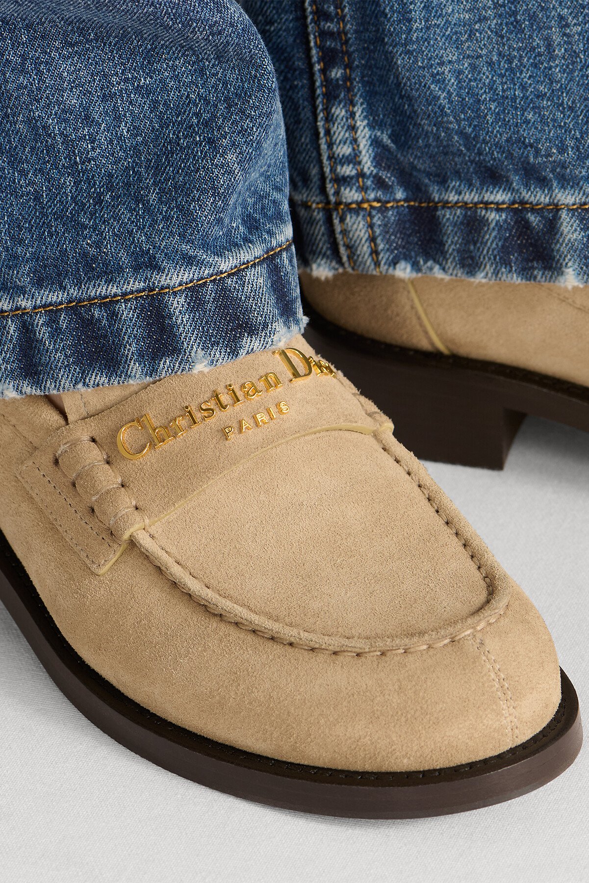 Dior Boy 로퍼 로프 베이지 스웨이드 송아지 가죽 