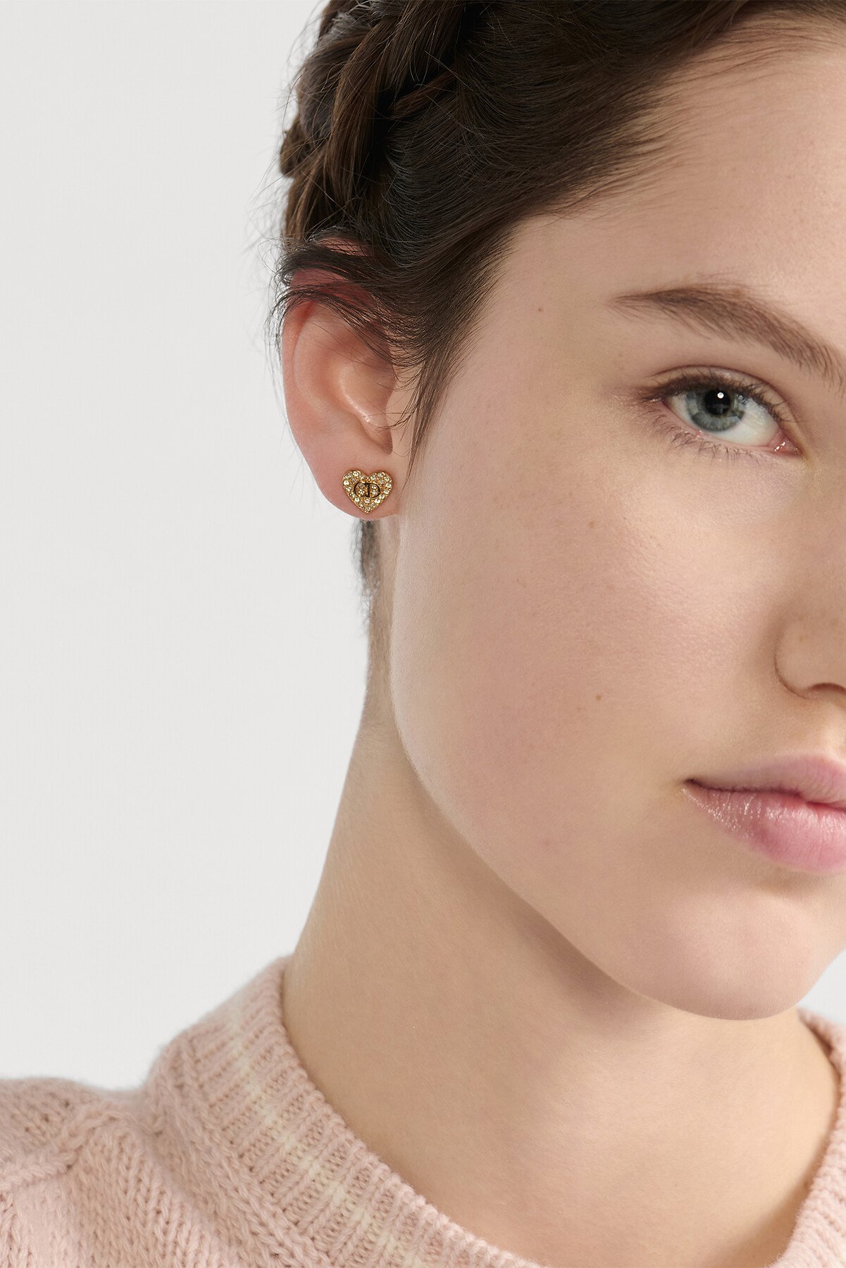 Clair D Lune Stud Earrings Gold-Finish Metal and Silver-Tone Crystals 