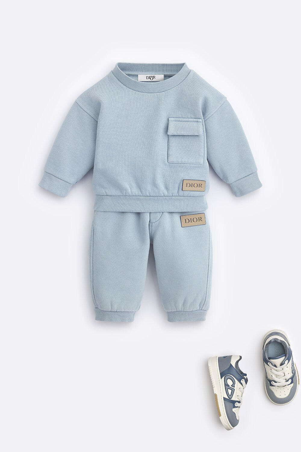 Baby Track Pants Light Blue Brushed Cotton Fleece 