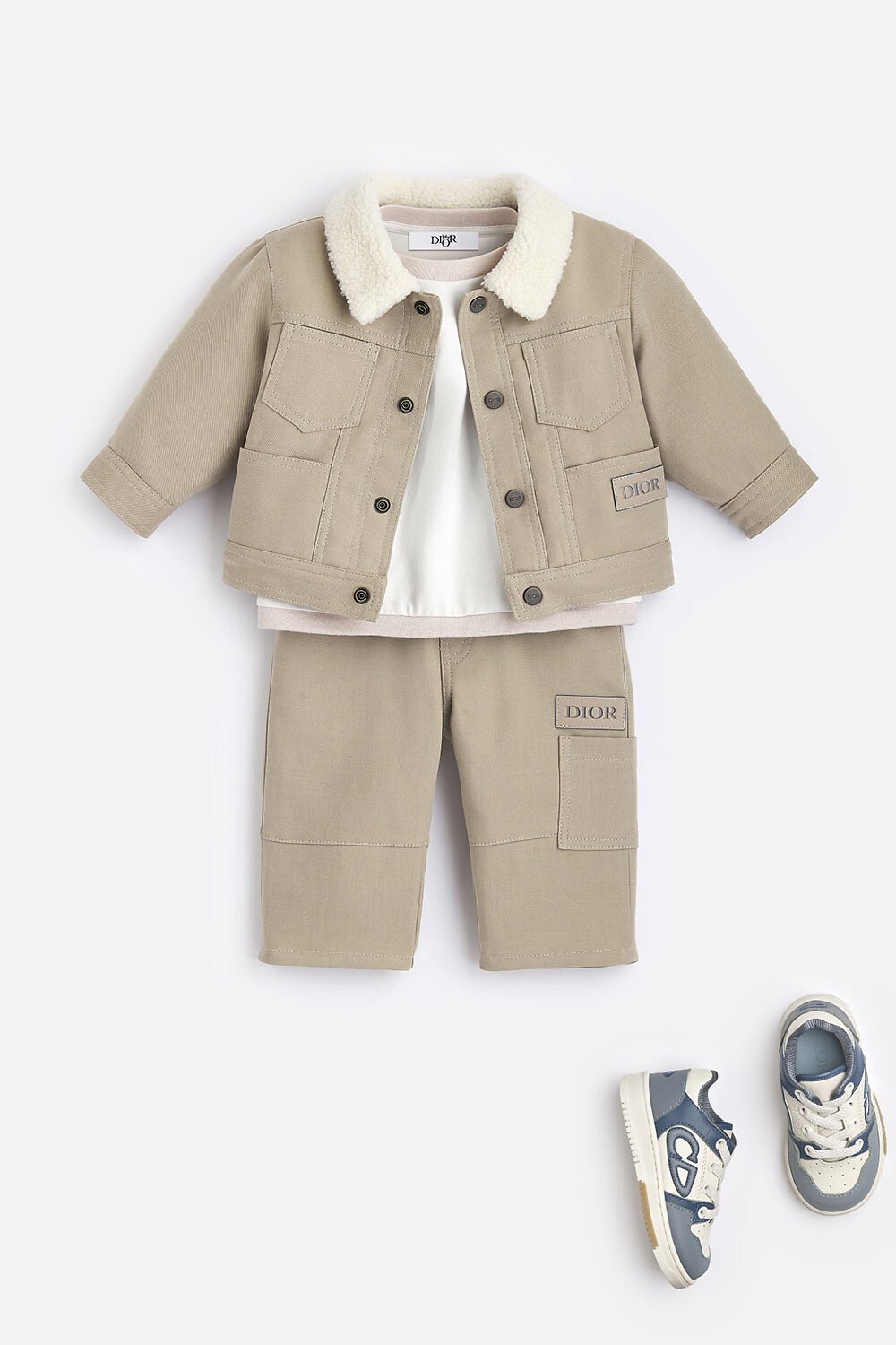 Pantalón para bebé Gabardina de mezcla de algodón beige 