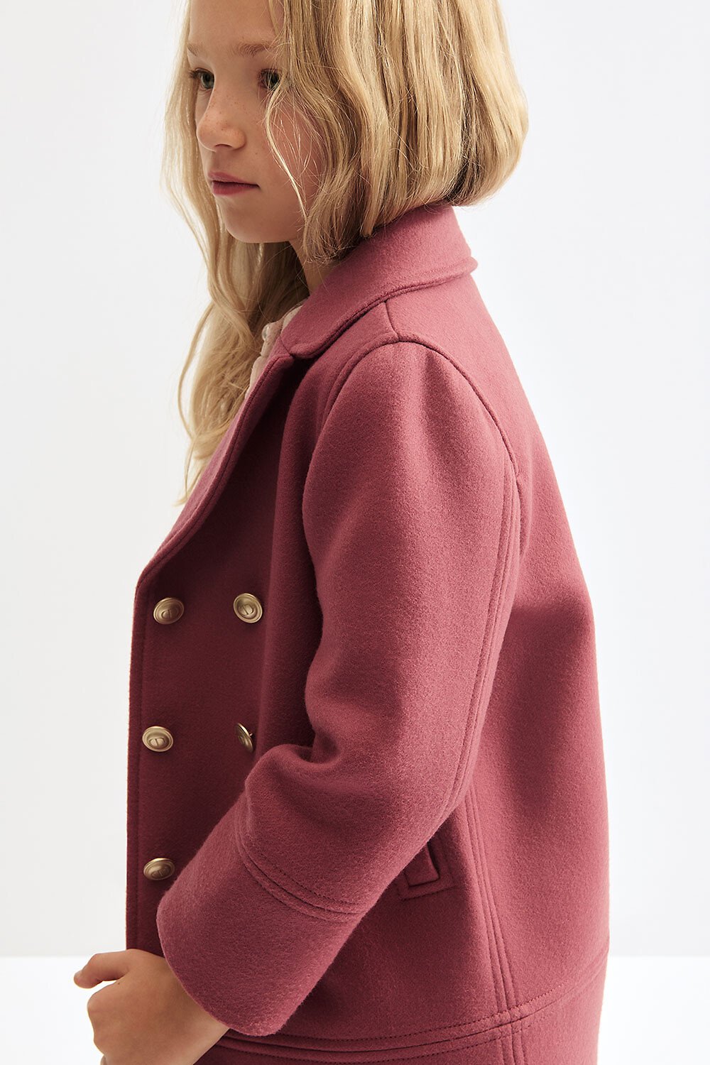 Kids' Peacoat Antique Pink Wool 