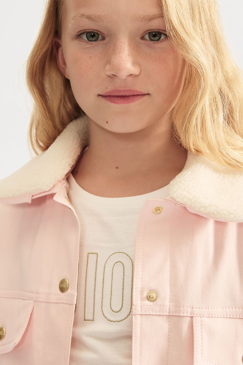 儿童夹克 淡粉色棉质混纺华达呢面料 