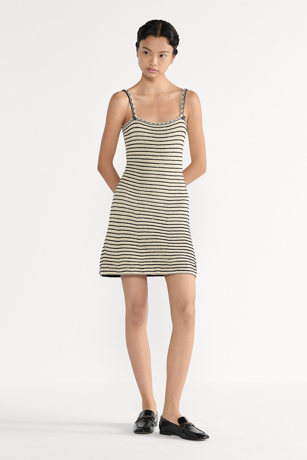 Dior Marinière Short Dress Navy Blue and White Cotton Knit 