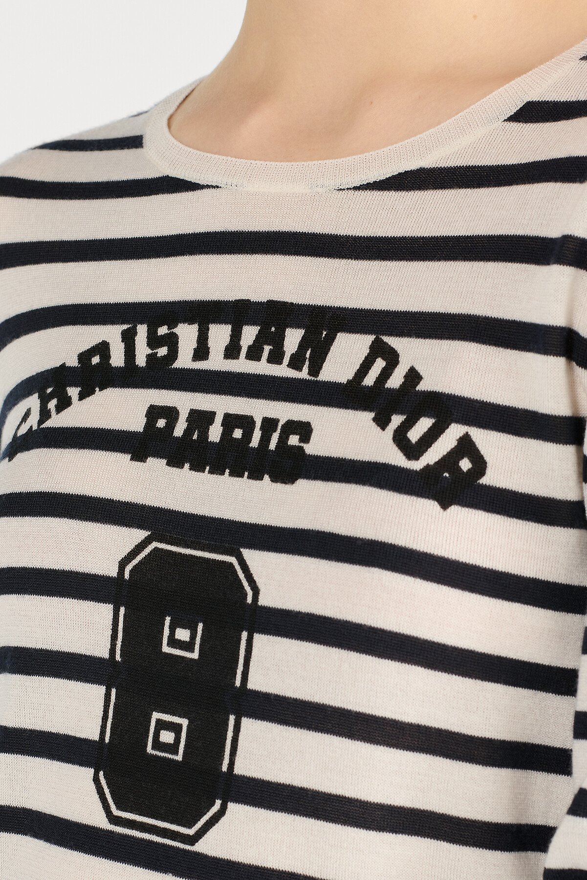 Maglione Dior Marinière Maglia di cachemire e seta blu navy e bianca 