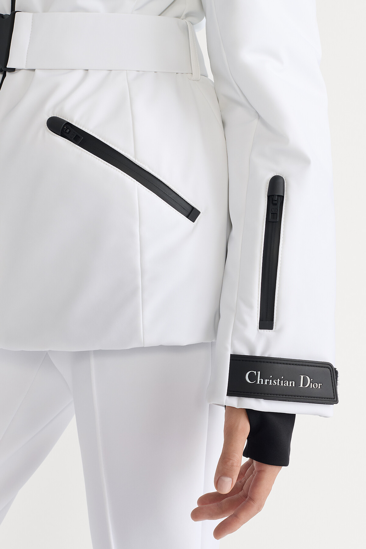 DiorAlps 후드 벨트 푸퍼 재킷 화이트 패딩 테크니컬 태피터 