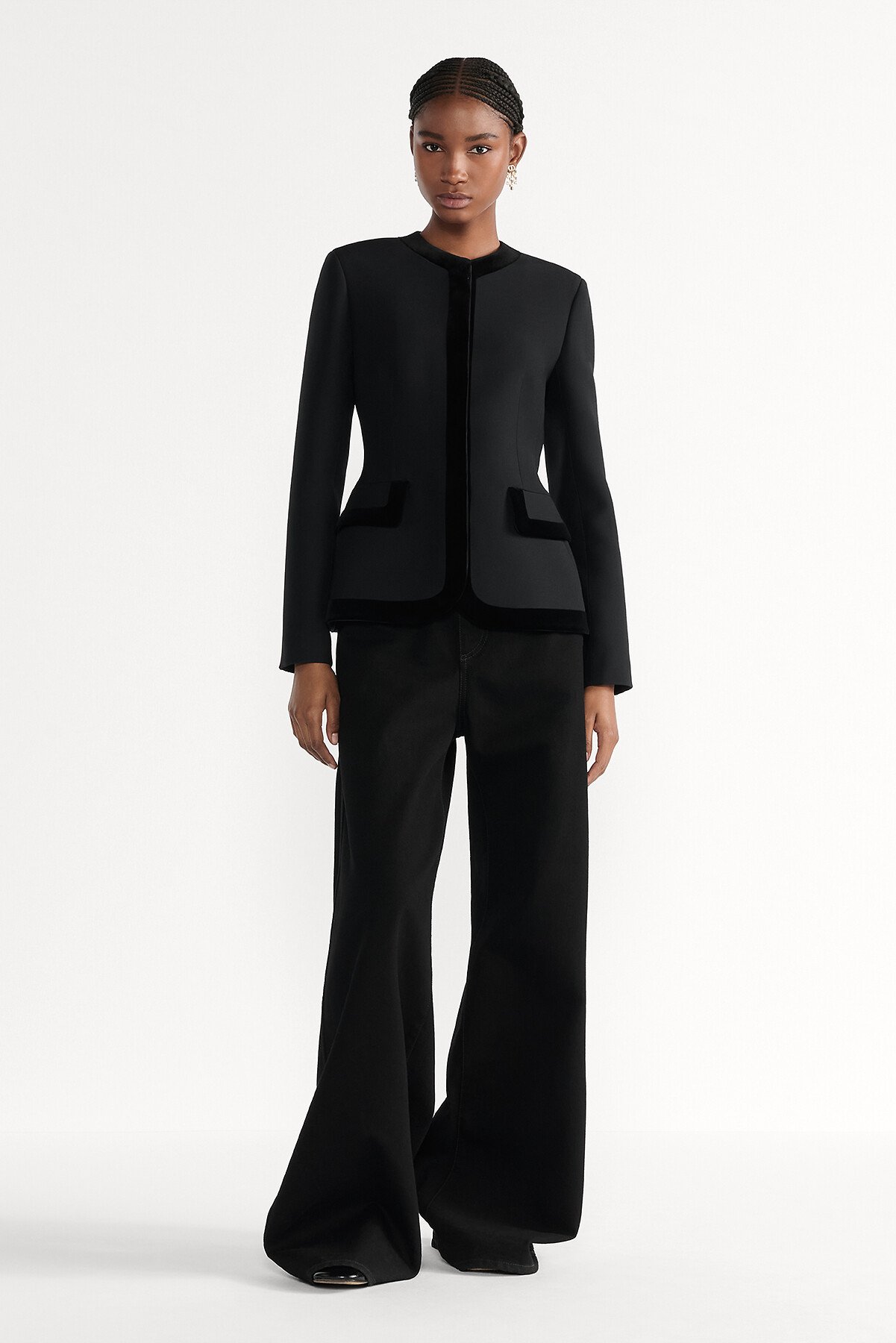 Fitted Jacket Black Wool and Silk 