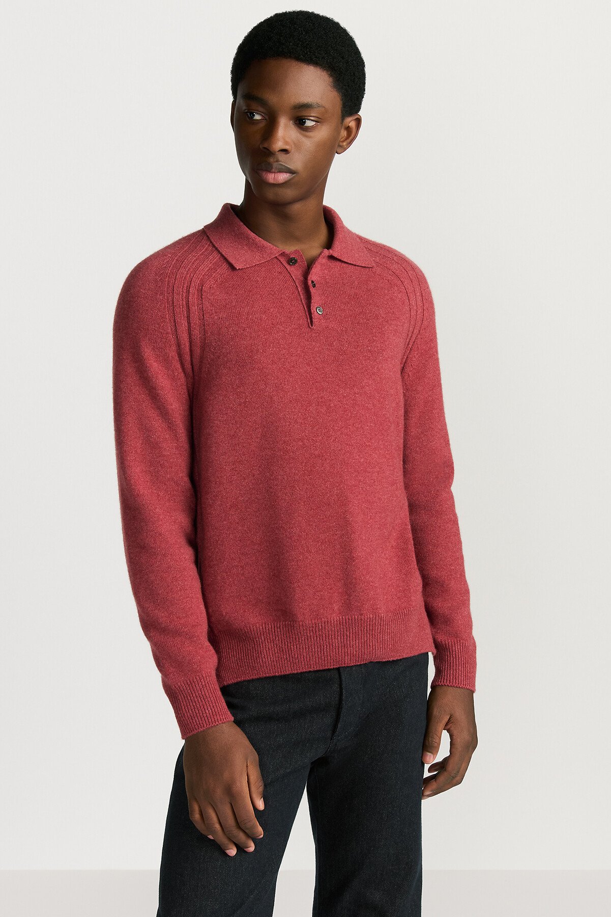 Dior Icons 长袖 Polo 衫 粉色山羊绒平纹针织面料 