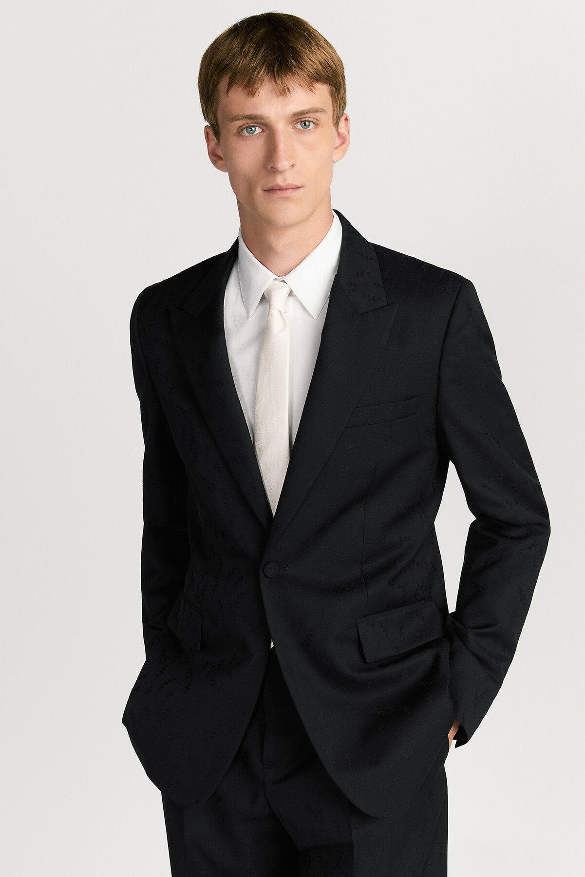 Lily of the Valley Jacquard Jacket Black Wool and Mohair Jacquard 